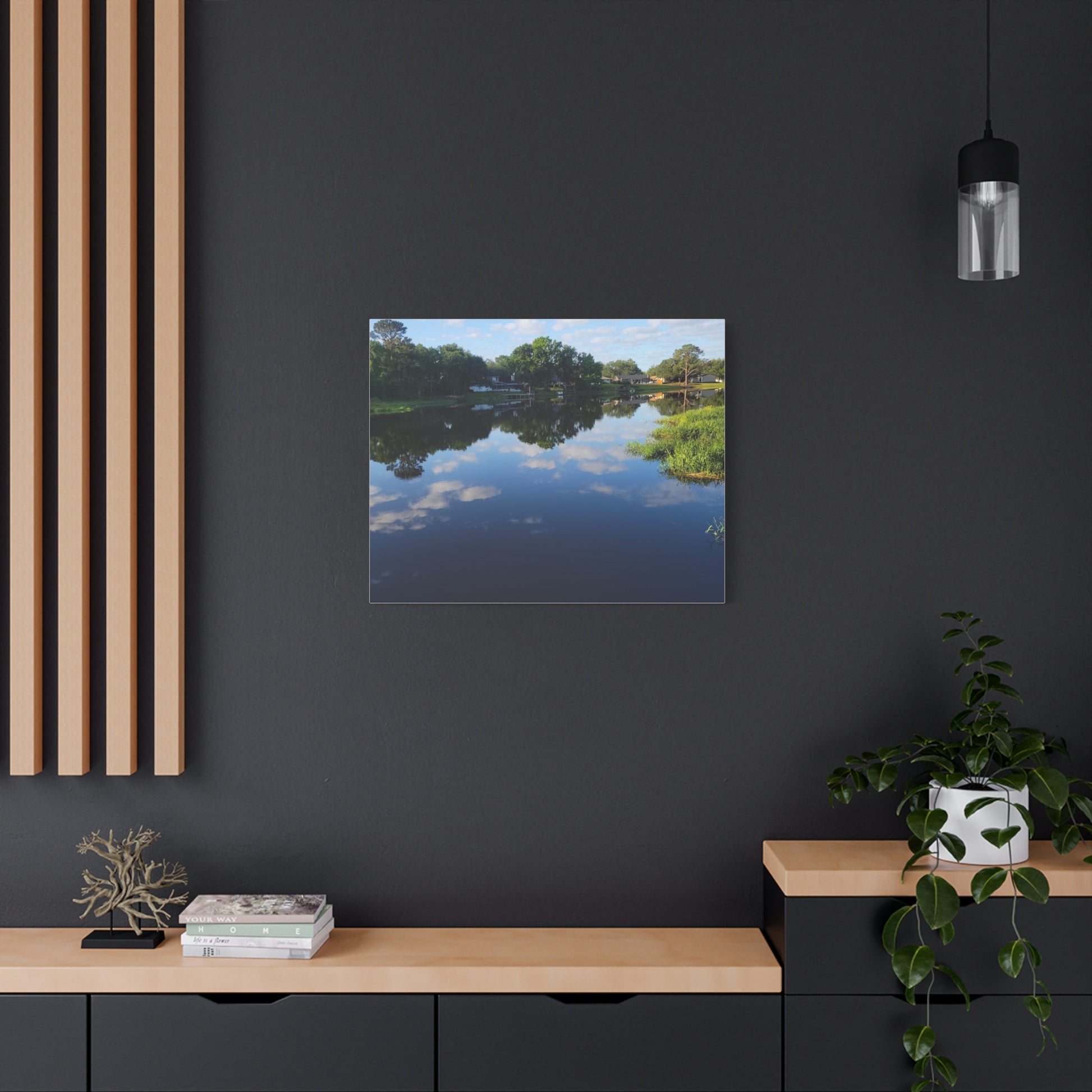 Serene Lake Landscape Reflection - Stretched Canvas Artwork