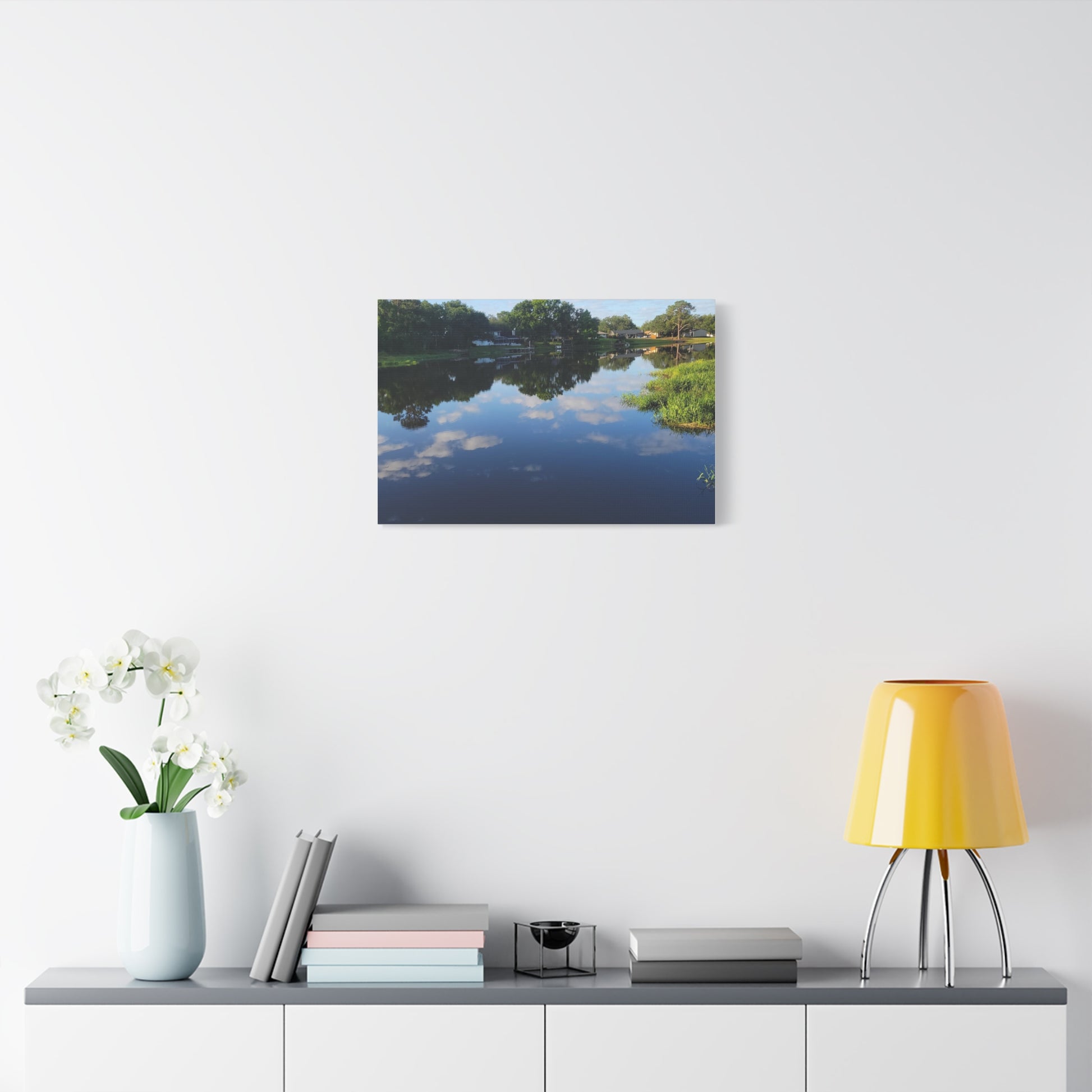 Serene Lake Landscape Reflection - Stretched Canvas Artwork