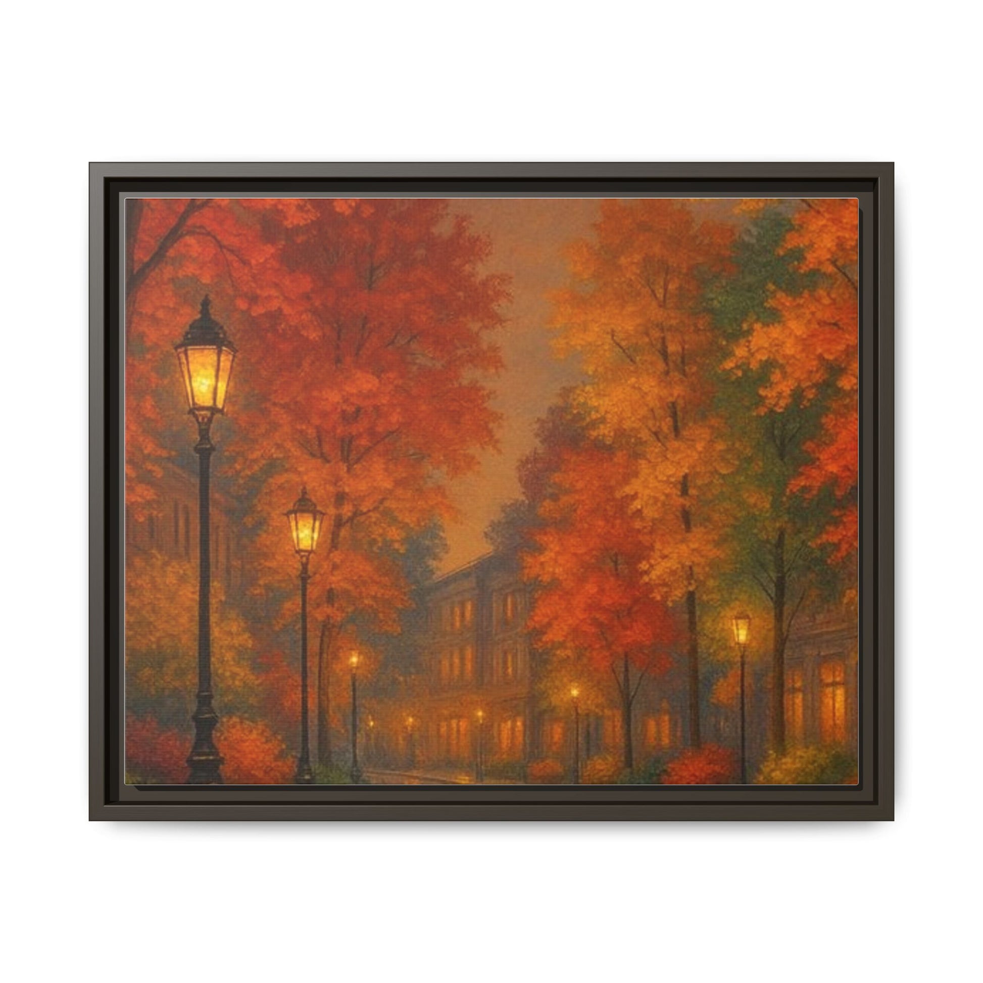 Autumn Cityscape Canvas Art – Warm Fall Skyline Wall Décor
