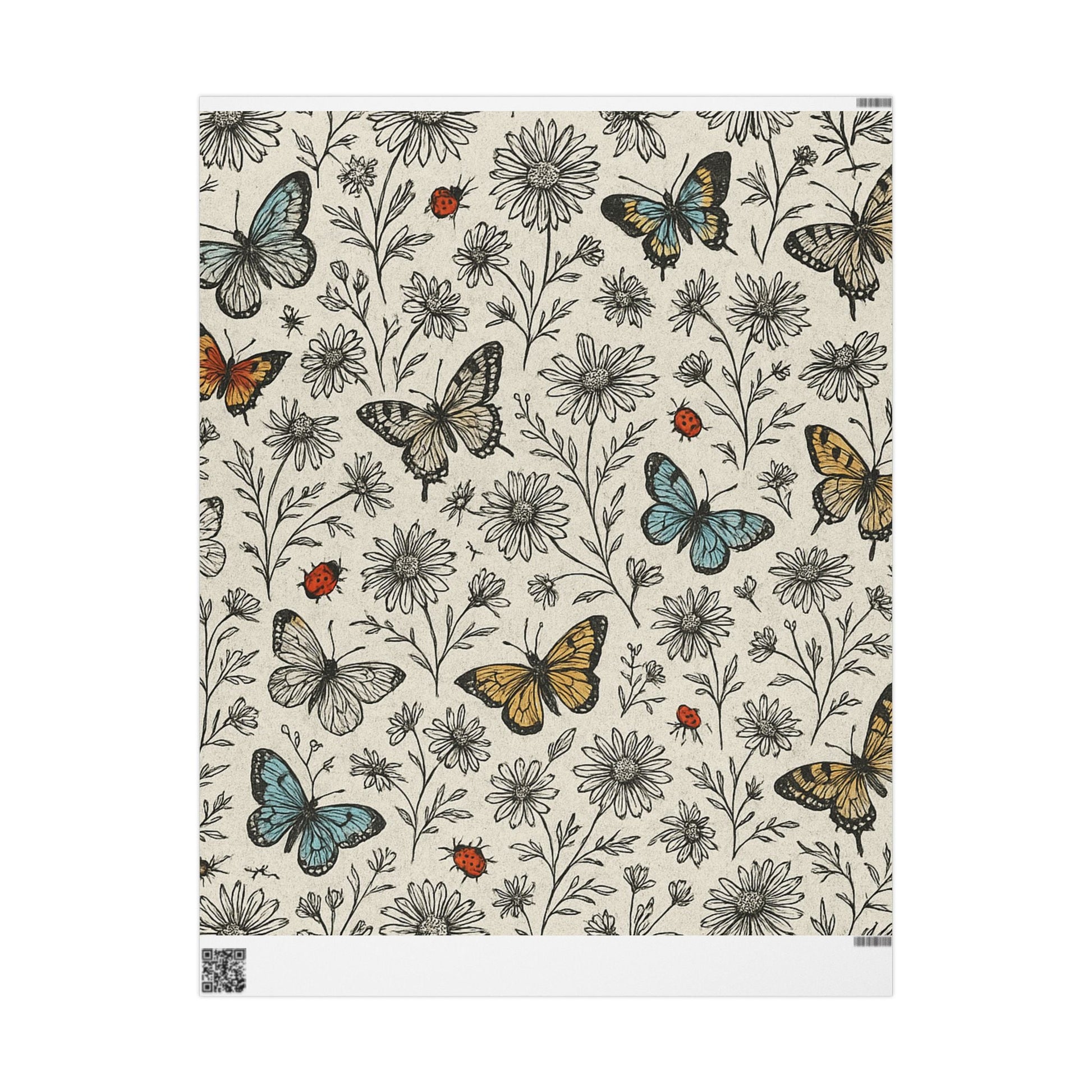 Vivid Wings & Monochrome Blooms Wrapping Paper Wrapping Paper