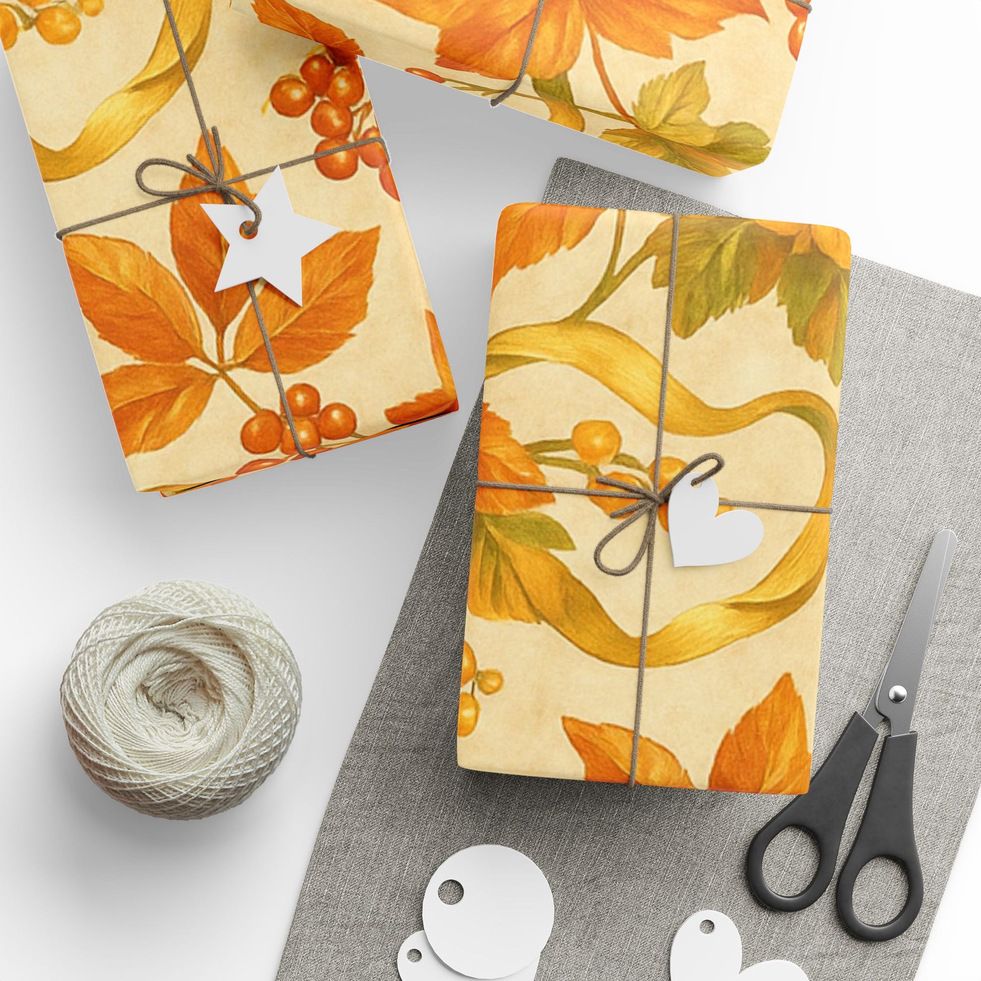 Autumn Harvest Leaves Wrapping Paper – Warm Fall Foliage Gift Wrap