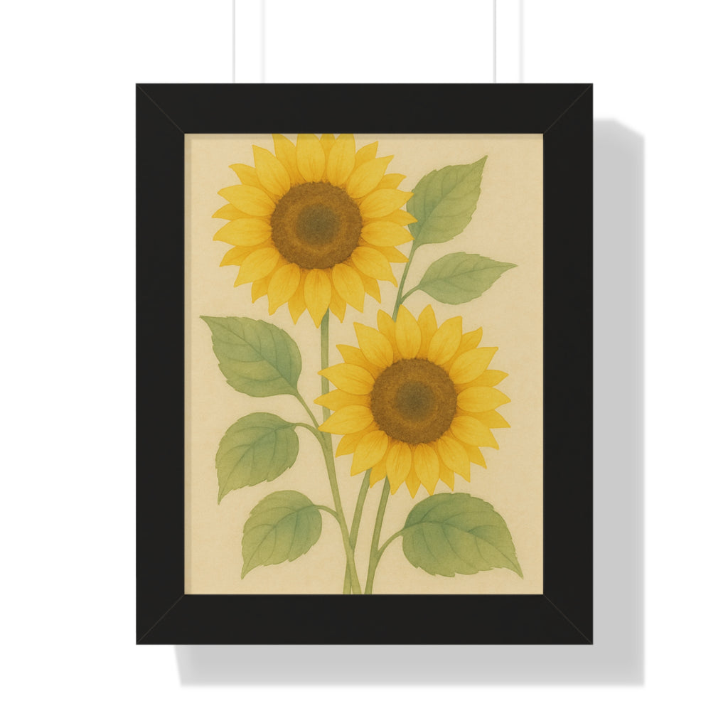 "Sunflower" – Framed Botanical Watercolor Print, Exclusive Botanical Series