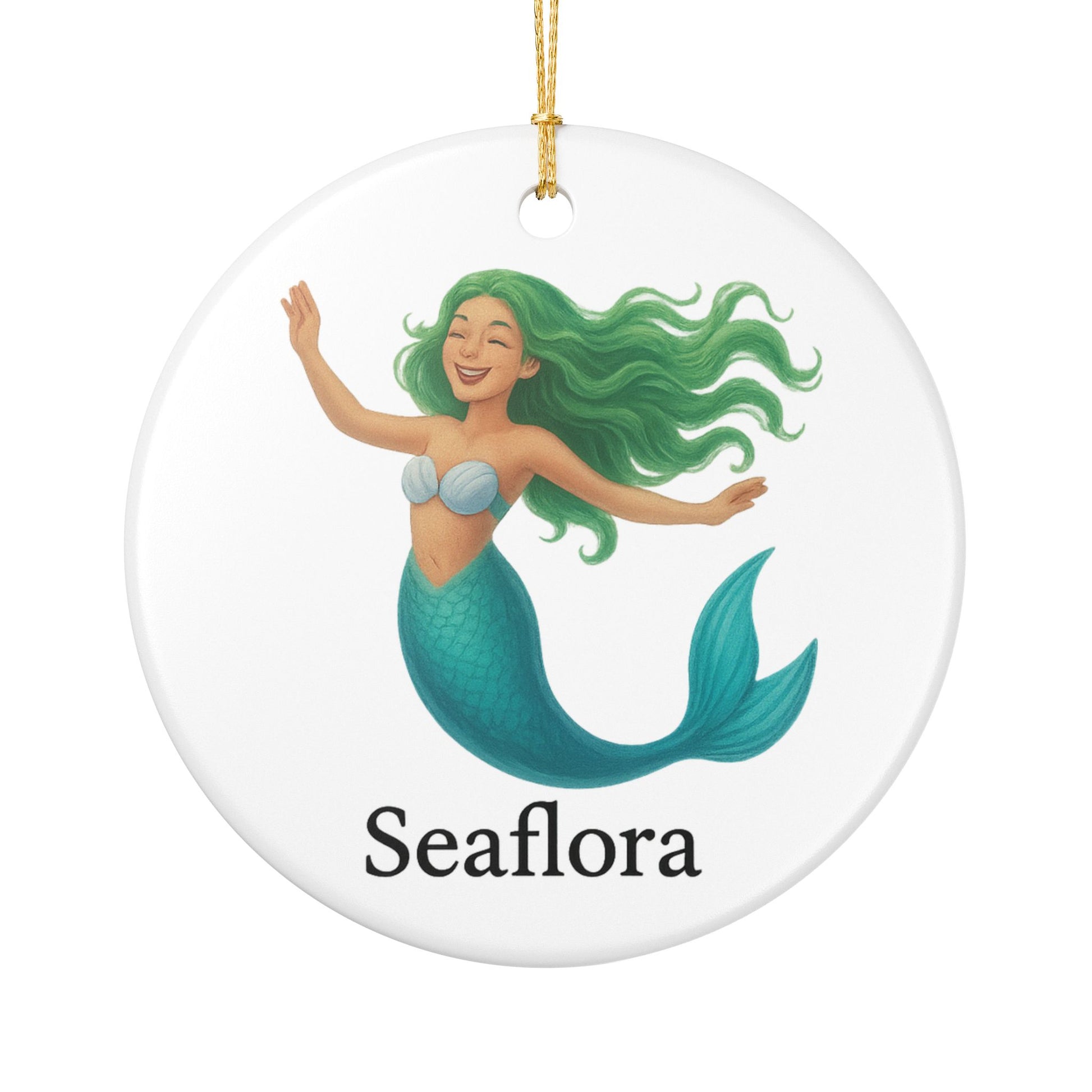 Seaflora’s Mermaid Ornament – Enchanting Light Green-Haired Seaflora' Mermaid Keepsake