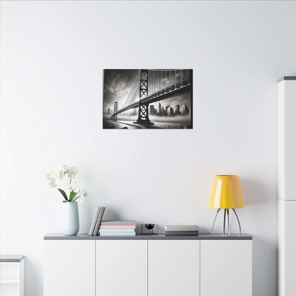 Horizontal Golden Gate Bridge Black & White Wall Art – Dramatic San Francisco Photography Print in Black Frame (2 of 3)
