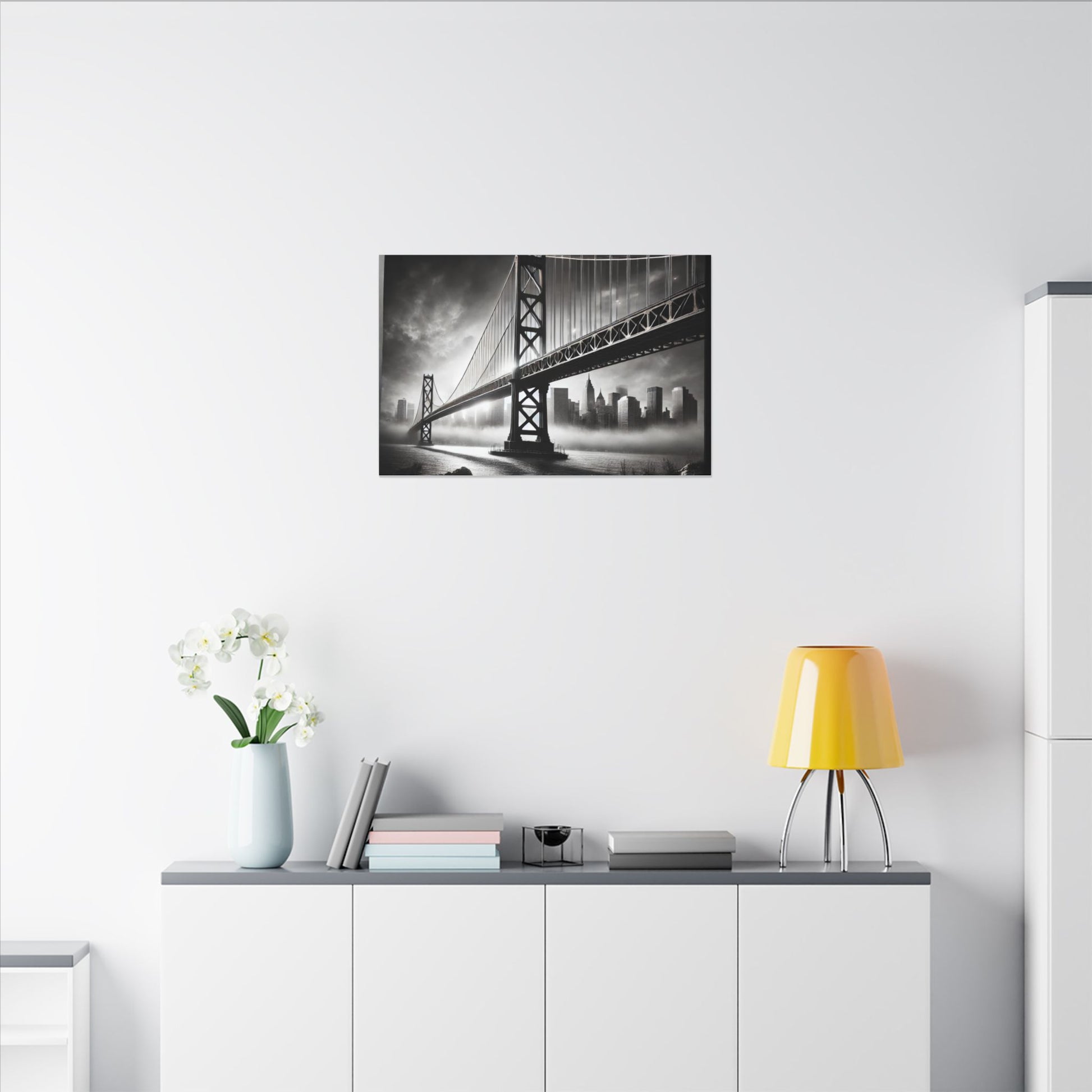 Horizontal Golden Gate Bridge Black & White Wall Art – Dramatic San Francisco Photography Print in Black Frame (2 of 3)