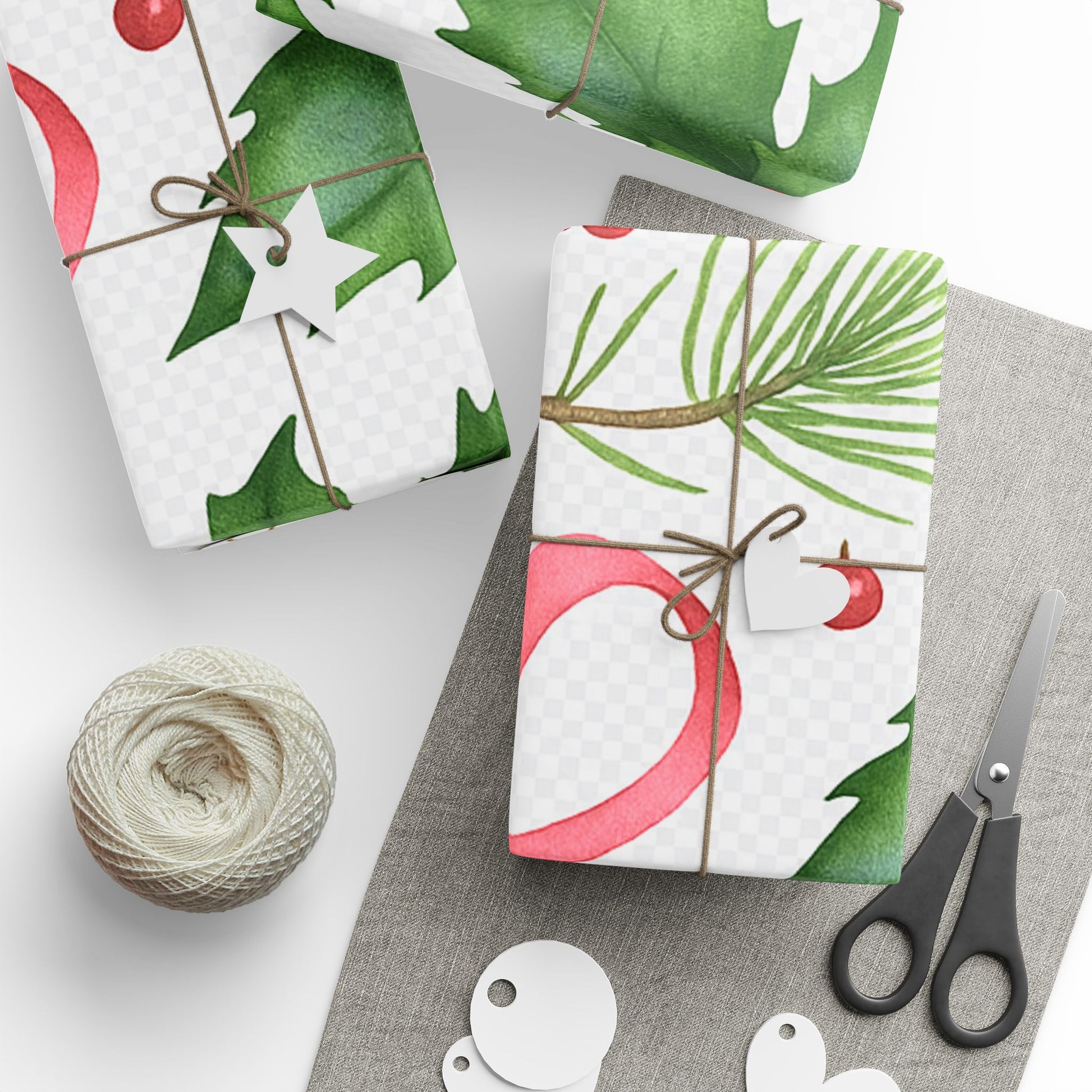 Whispers of Winter Watercolor Holly & Pine Wrapping Paper – Elegant Botanical Christmas Gift Wrap - Ana