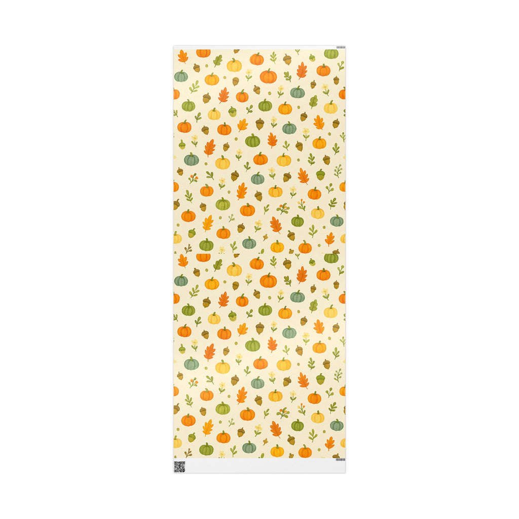 Fall Pumpkin Wrapping Paper – Miniature Pumpkins, Acorns & Leaves Gift Wrap