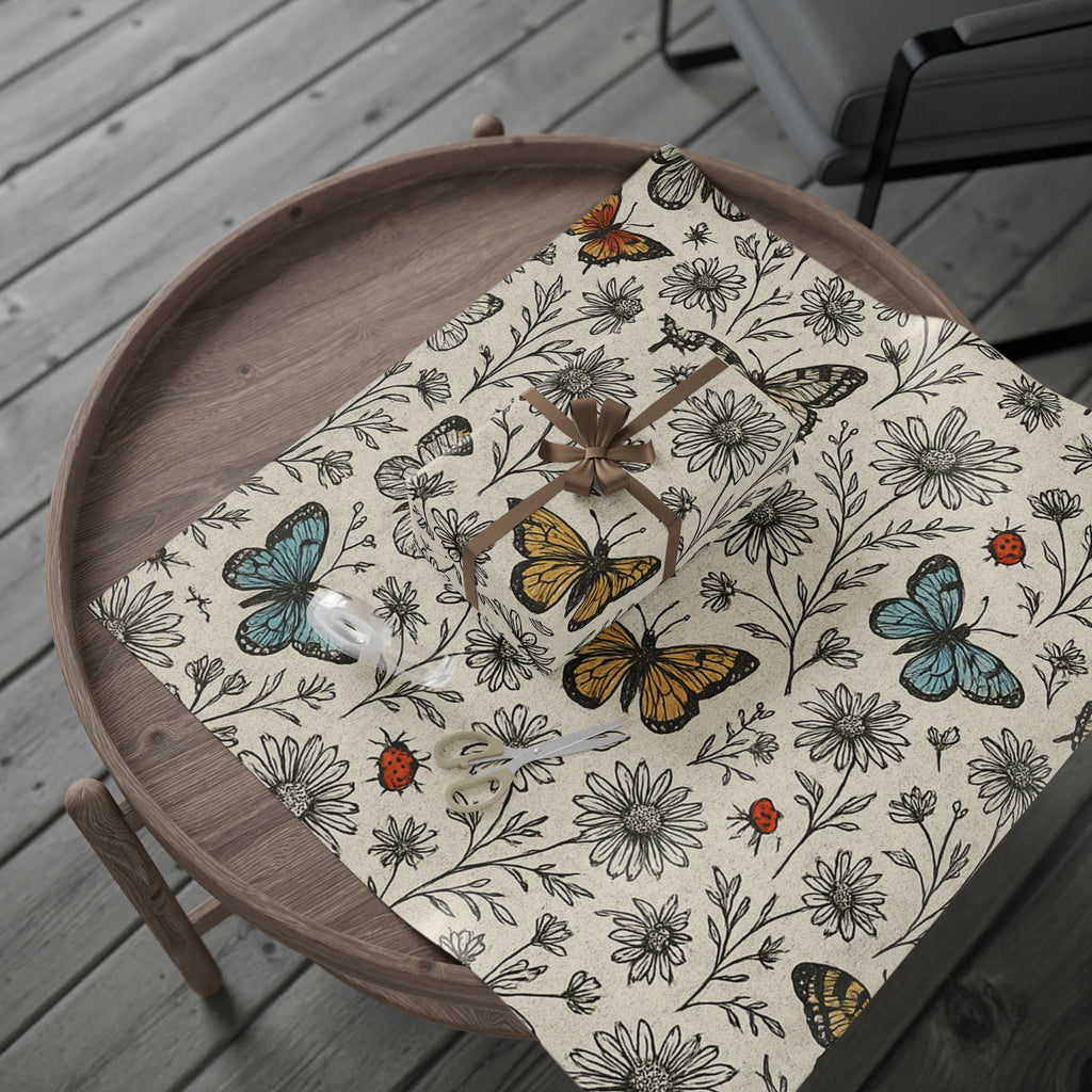 Vivid Wings & Monochrome Blooms Wrapping Paper Wrapping Paper