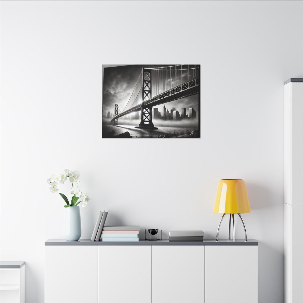 Horizontal Golden Gate Bridge Black & White Wall Art – Dramatic San Francisco Photography Print in Black Frame (2 of 3)
