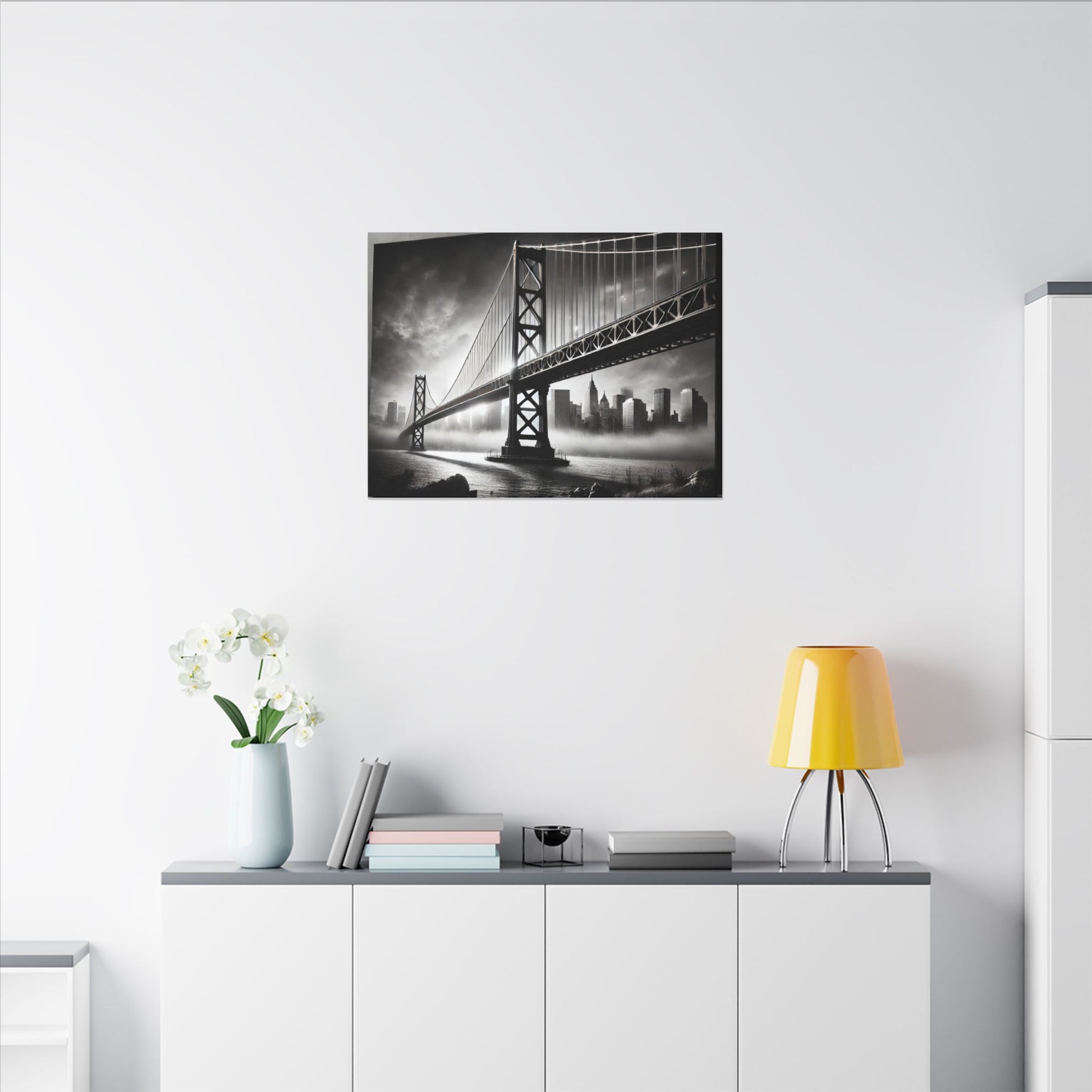 Horizontal Golden Gate Bridge Black & White Wall Art – Dramatic San Francisco Photography Print in Black Frame (2 of 3)