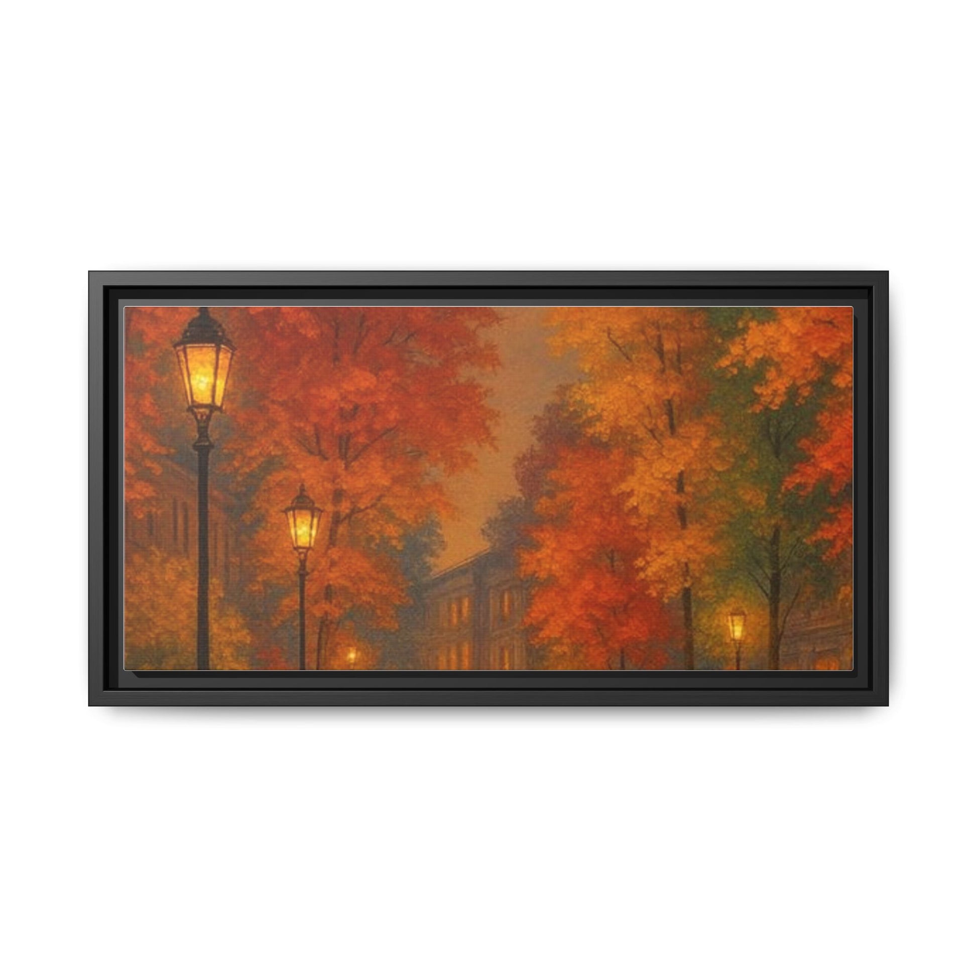 Autumn Cityscape Canvas Art – Warm Fall Skyline Wall Décor