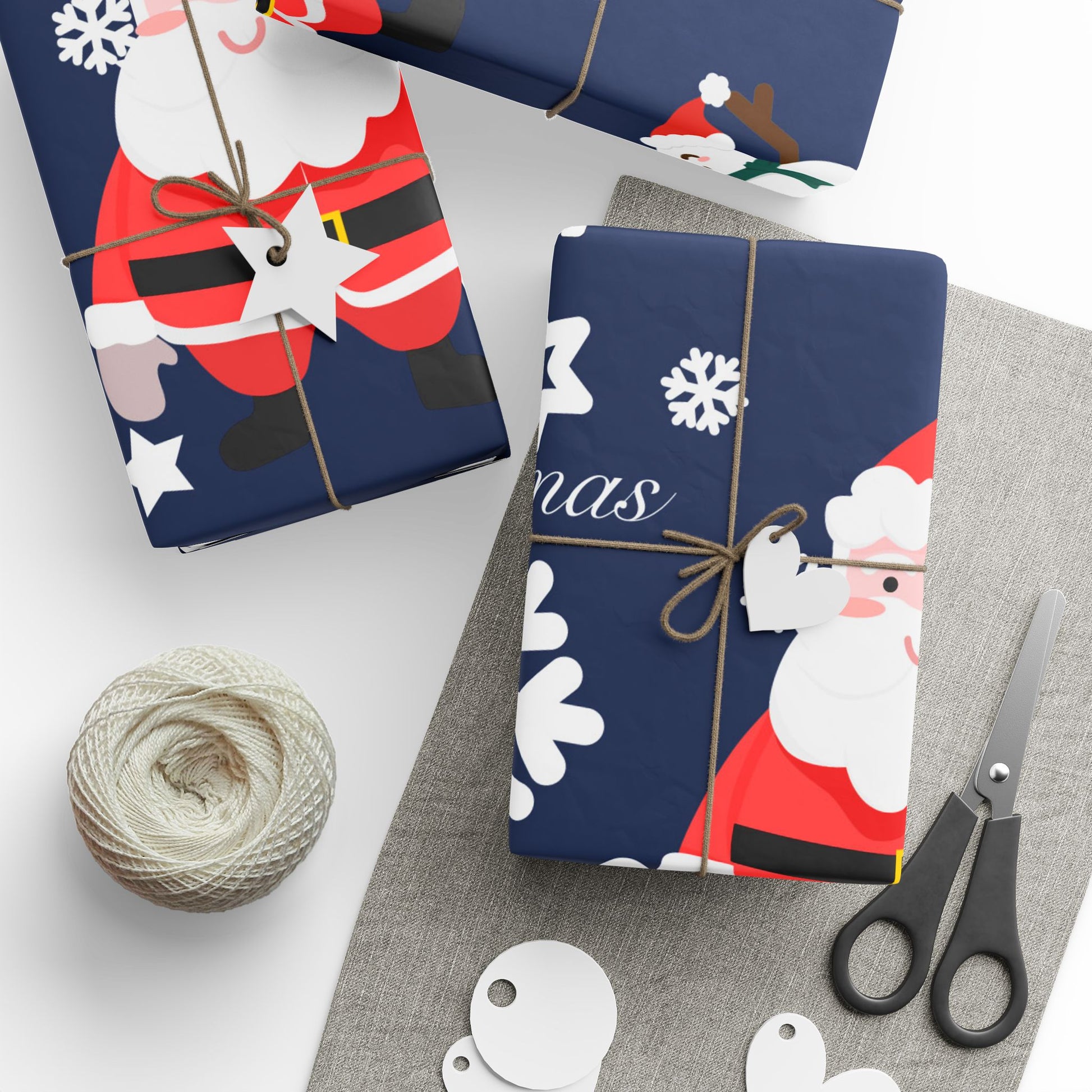 Christmas Wrapping Paper - Festive Santa and Snowman Design