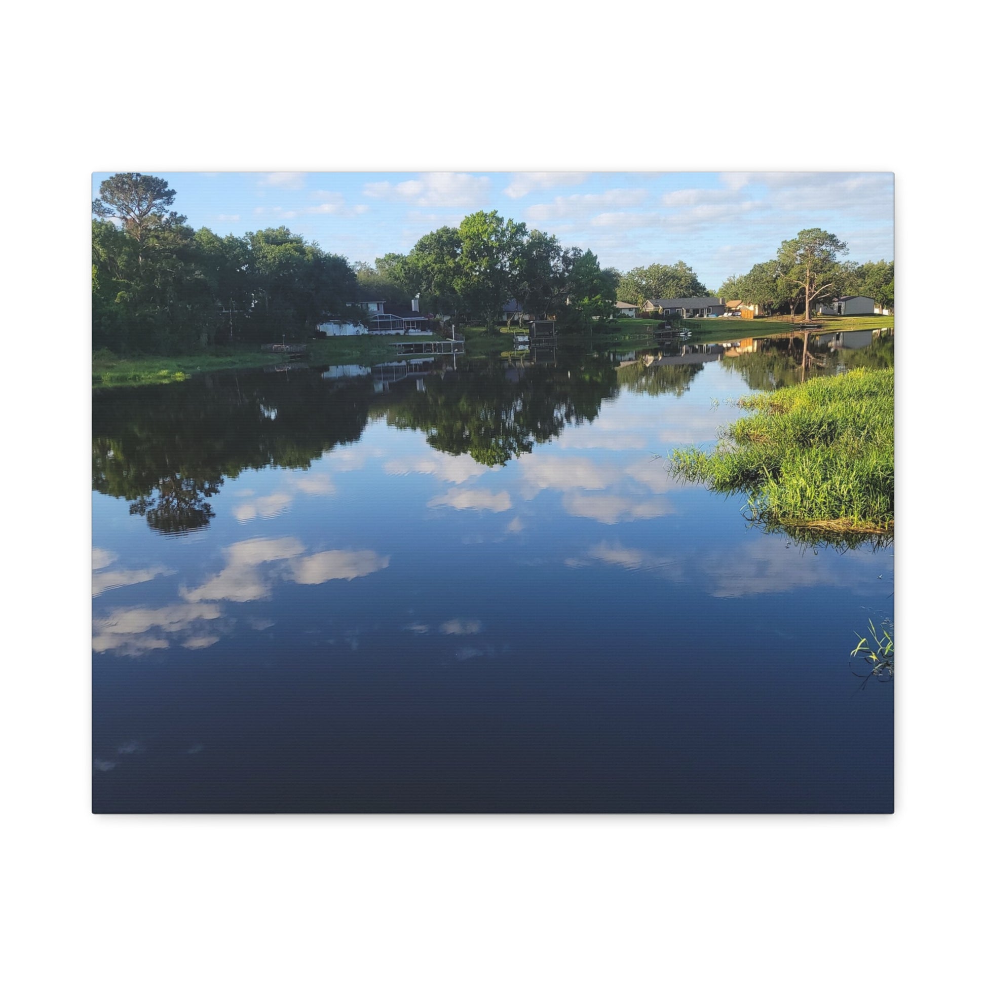 Serene Lake Landscape Reflection - Stretched Canvas Artwork