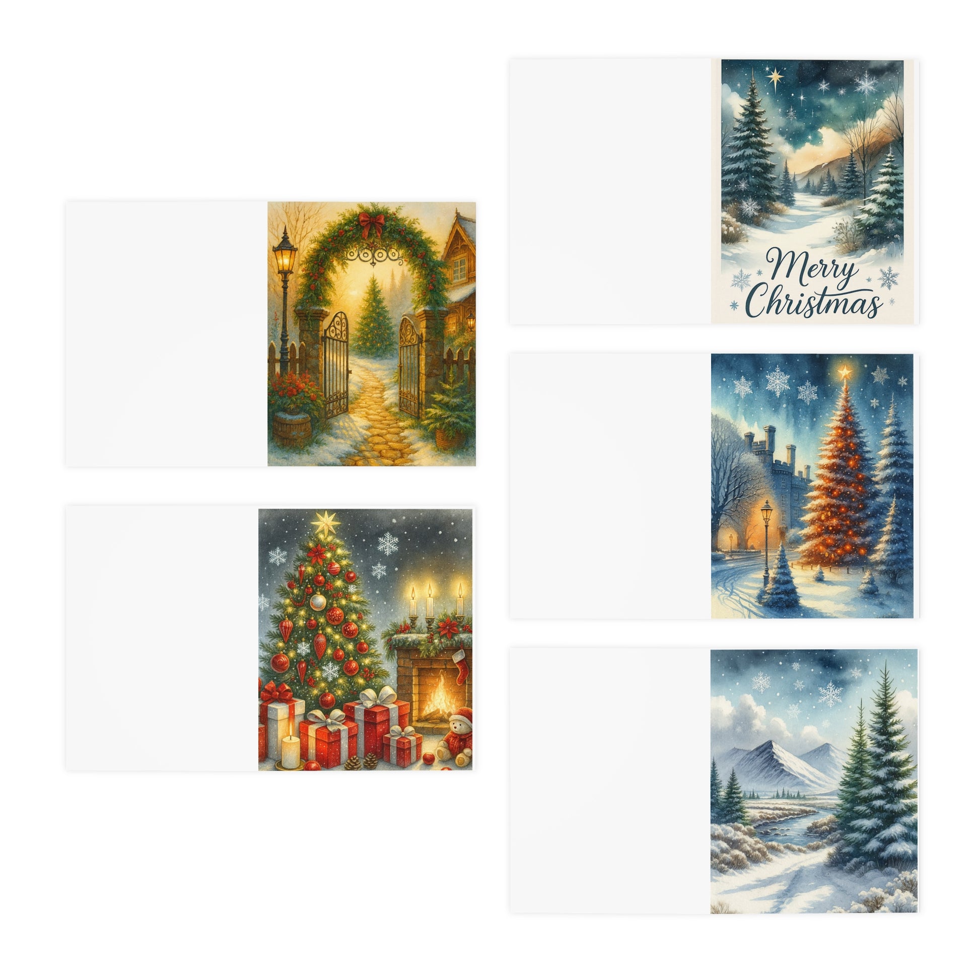 Christmas Variety Greeting Card Pack (Set of 5) – Winter Landscapes, Cozy Holiday Scenes, Artistic Snowy Designs – Blank Inside – Paper Pleasures