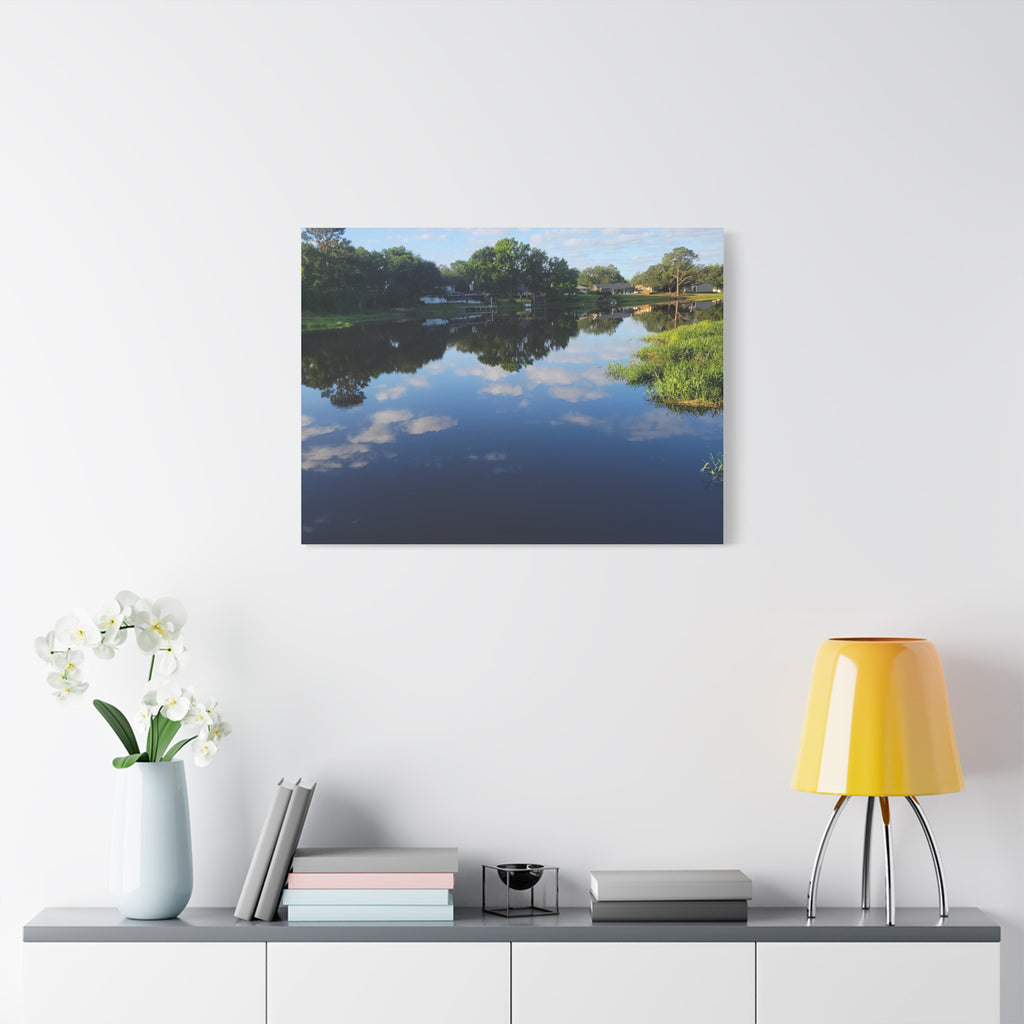 Serene Lake Landscape Reflection - Stretched Canvas Artwork