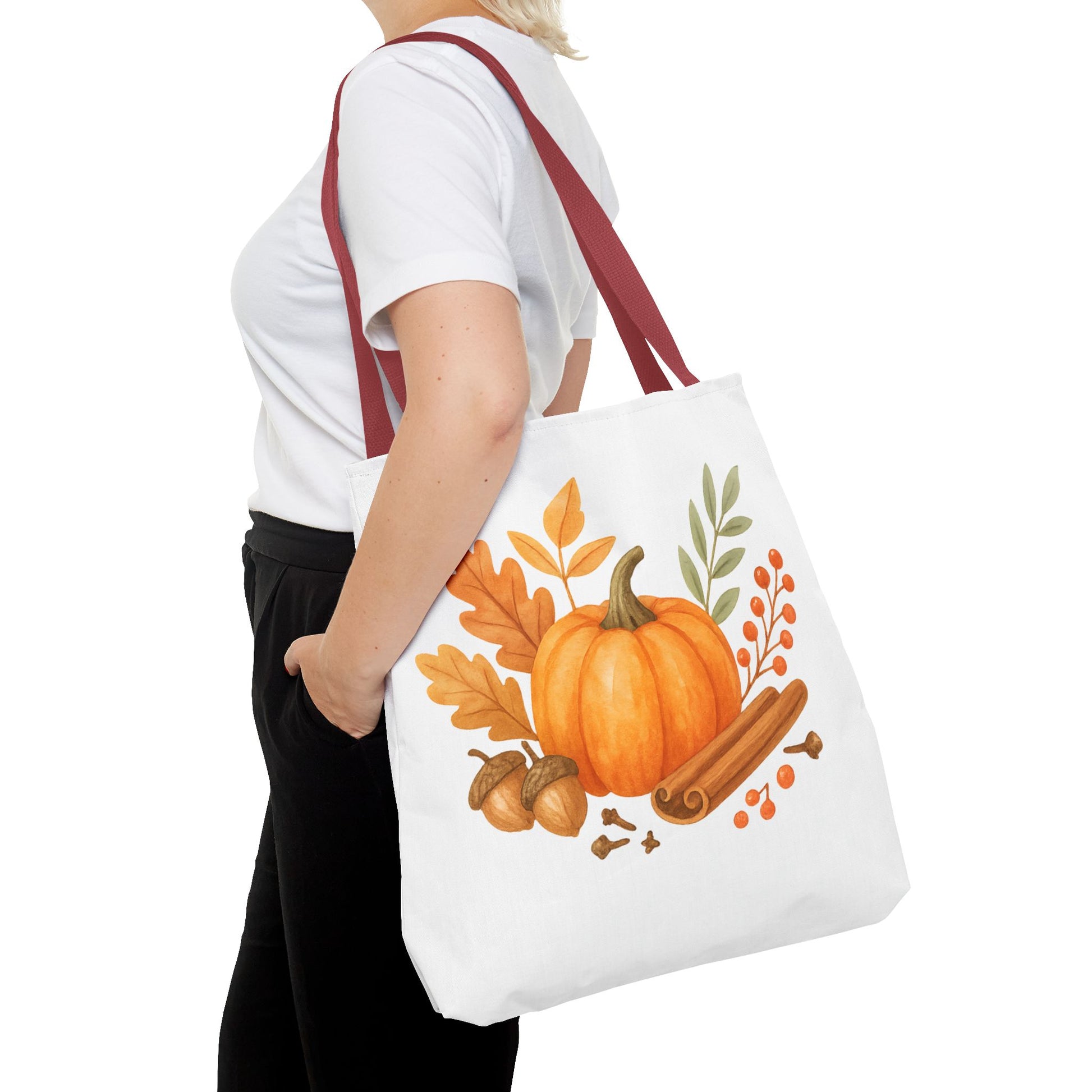 Pumpkin & Autumn Leaves Tote Bag – Fall Market Farmhouse Style Carryall