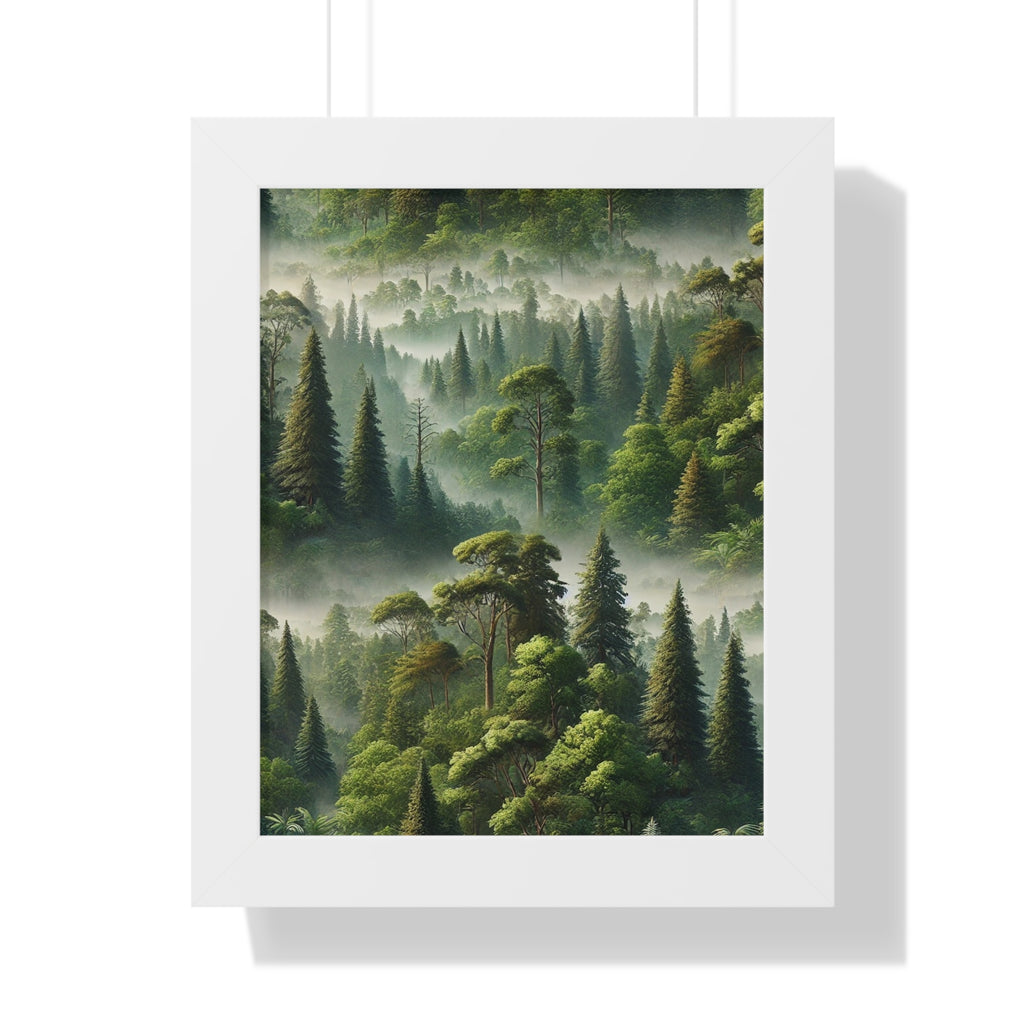 Serene Forest Framed Vertical Poster - Nature Wall Art Decor
