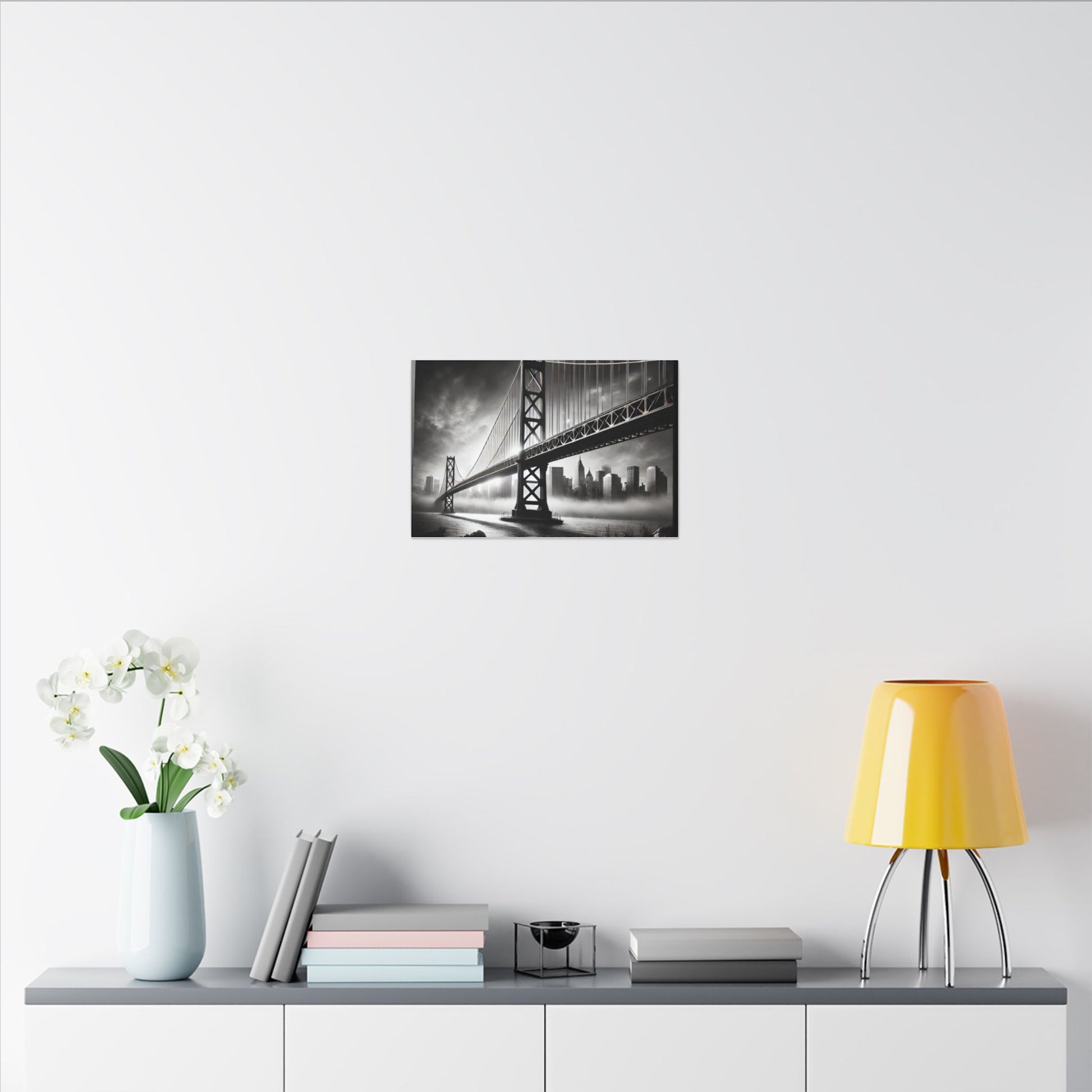 Horizontal Golden Gate Bridge Black & White Wall Art – Dramatic San Francisco Photography Print in Black Frame (2 of 3)