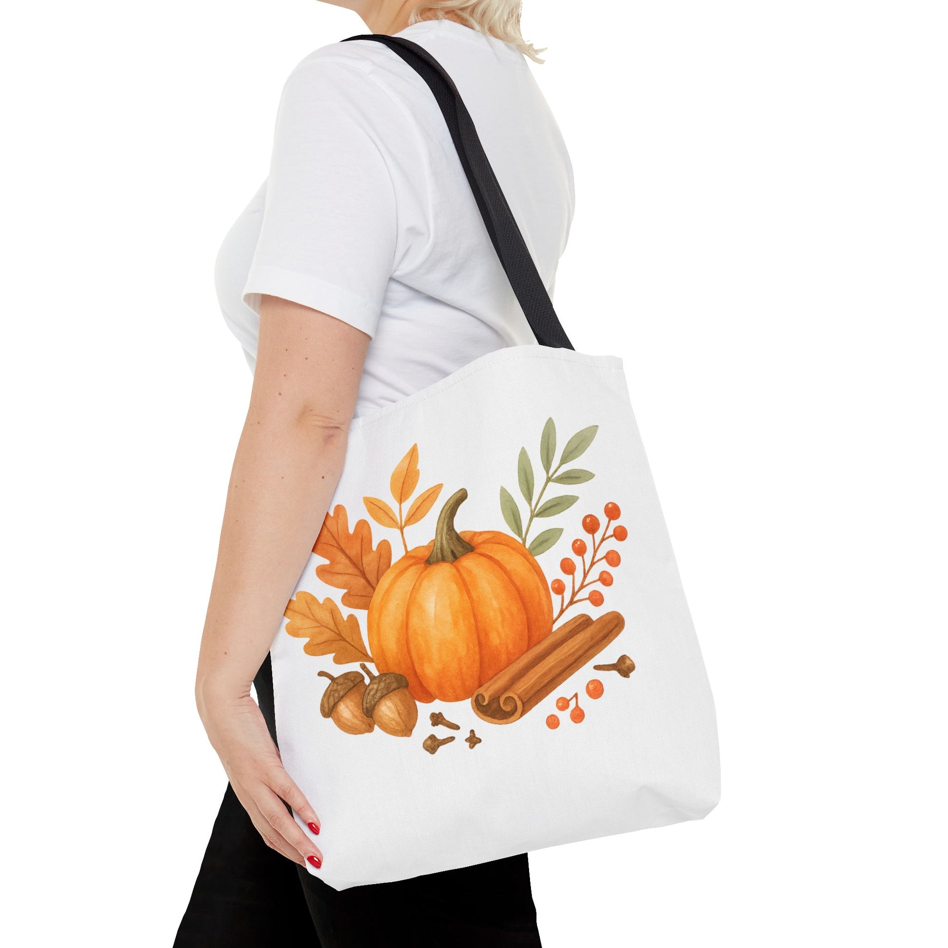 Pumpkin & Autumn Leaves Tote Bag – Fall Market Farmhouse Style Carryall