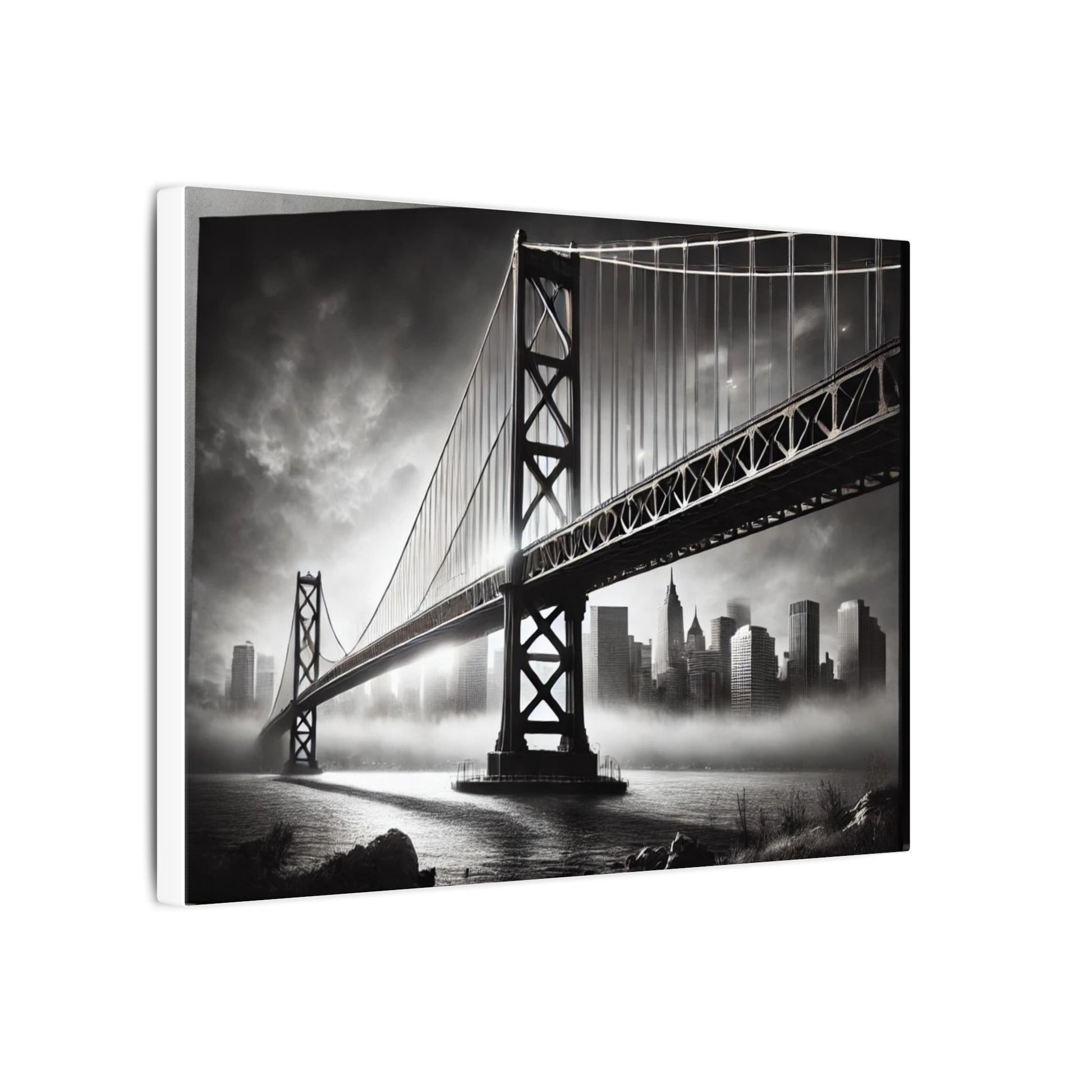 Horizontal Golden Gate Bridge Black & White Wall Art – Dramatic San Francisco Photography Print in Black Frame (2 of 3)