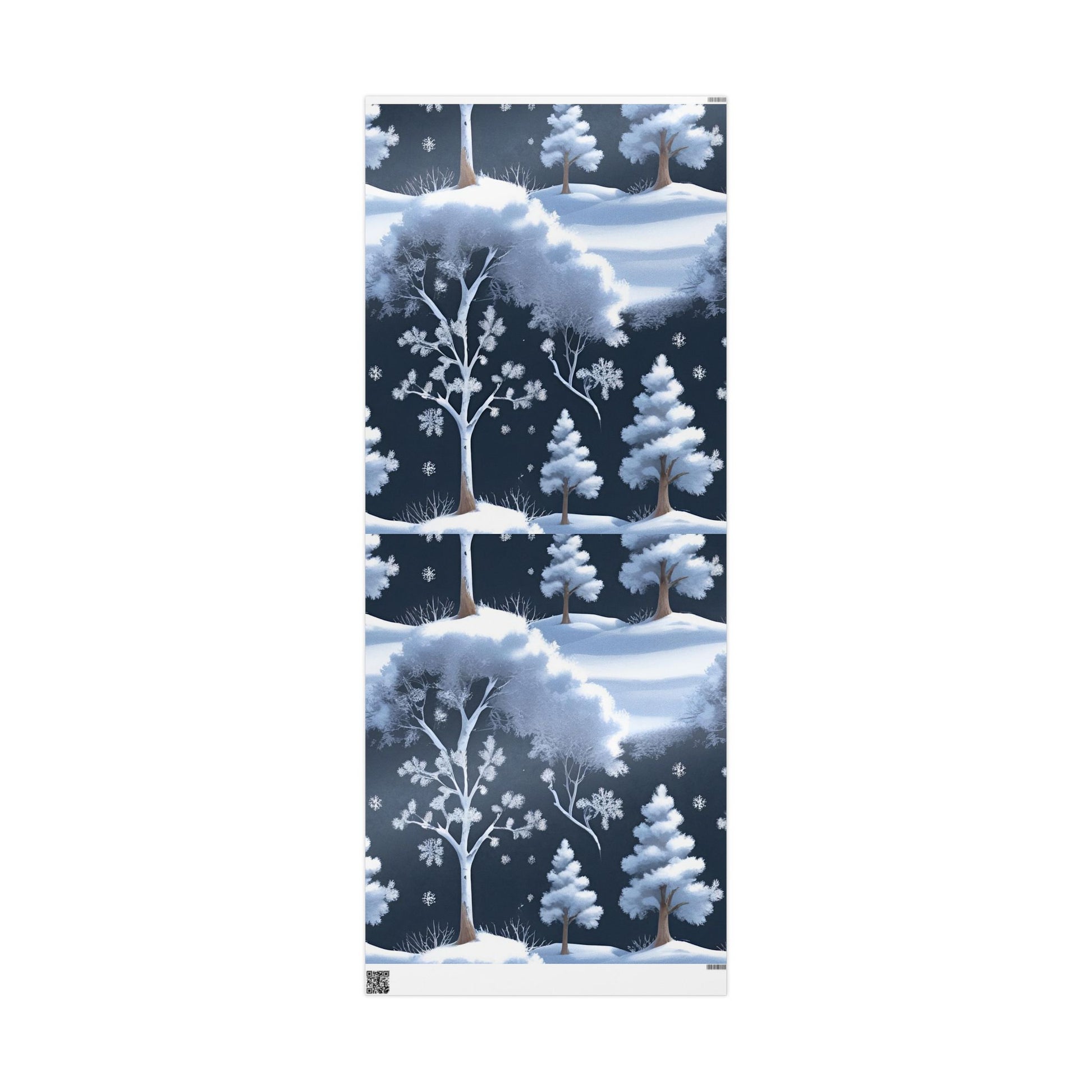 Winter Wonderland Forest Wrapping Paper – Snowy Trees and Falling Snowflakes