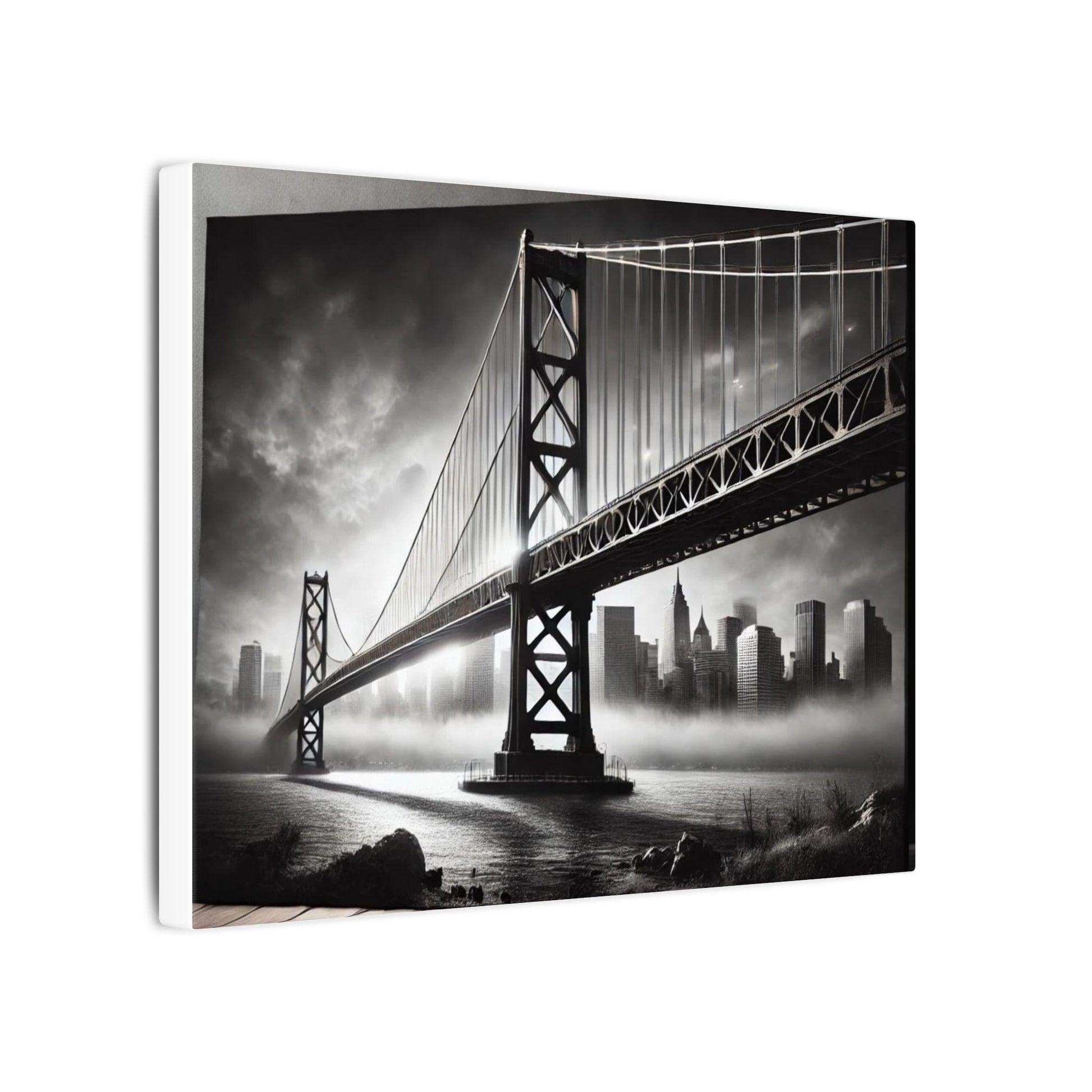 Horizontal Golden Gate Bridge Black & White Wall Art – Dramatic San Francisco Photography Print in Black Frame (2 of 3)