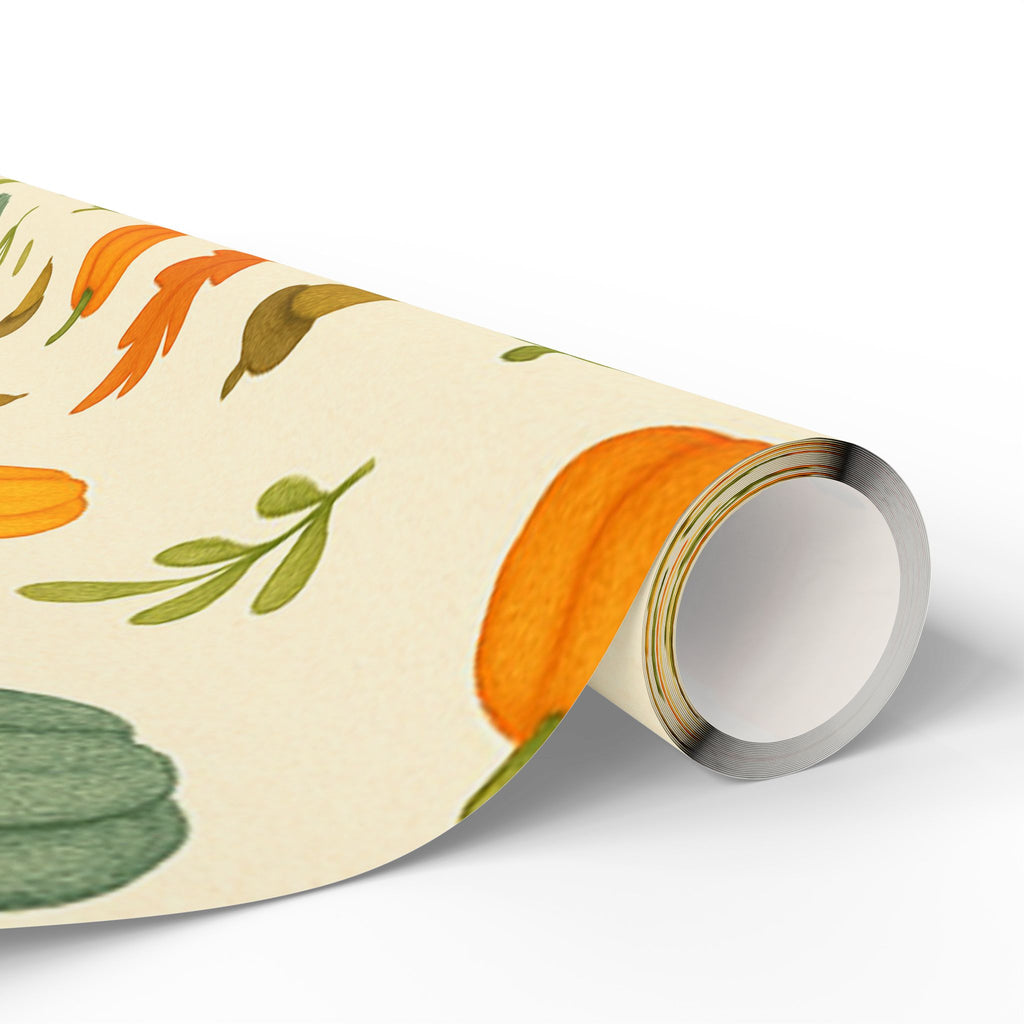 Fall Pumpkin Wrapping Paper – Miniature Pumpkins, Acorns & Leaves Gift Wrap