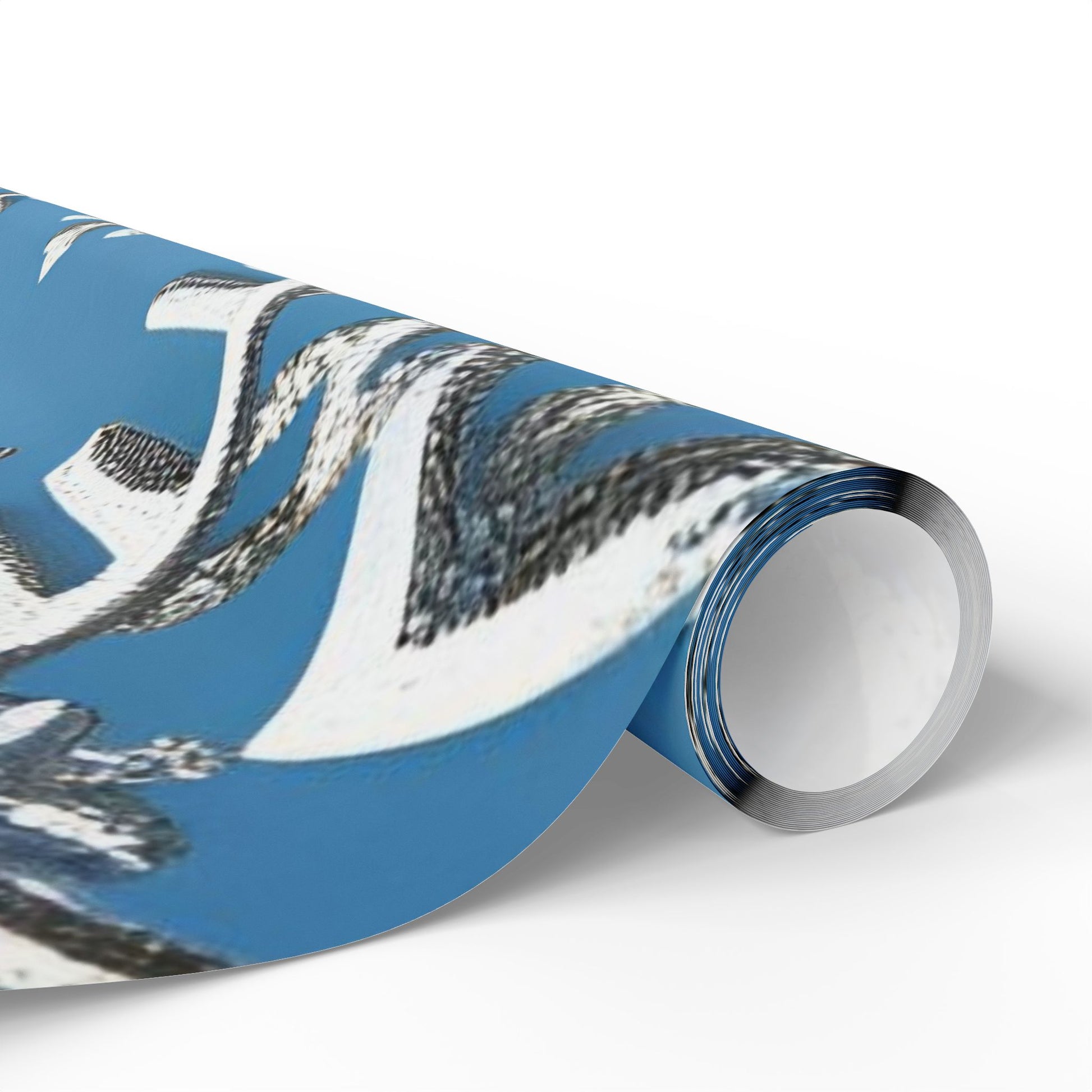 Silver Snowflake Wrapping Paper – Elegant Holiday Gift Wrap on Winter Blue Background
