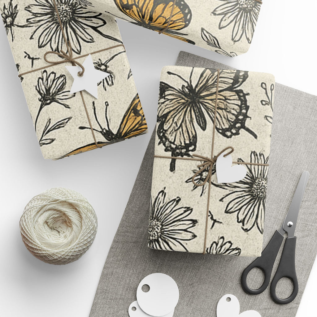 Vivid Wings & Monochrome Blooms Wrapping Paper Wrapping Paper