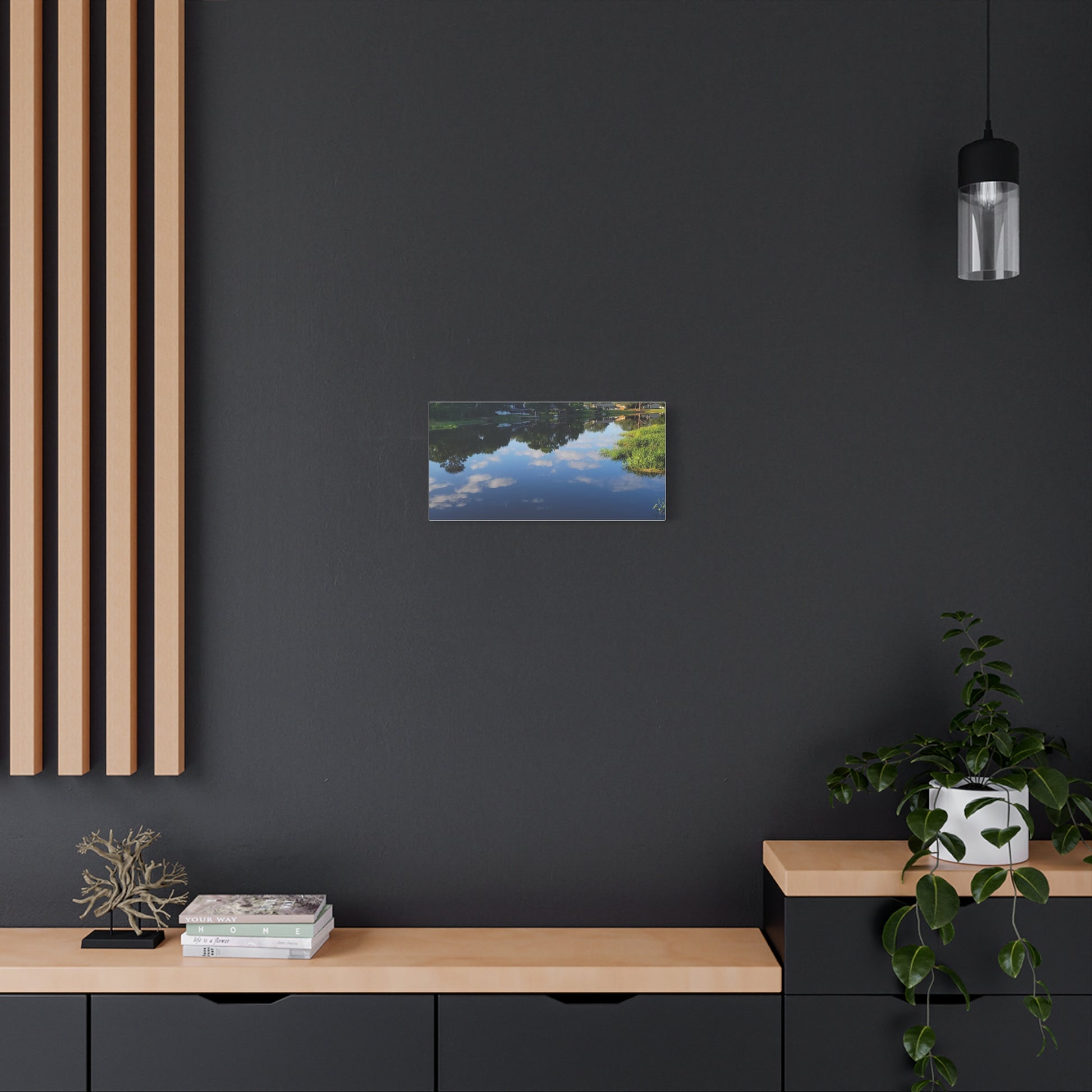 Serene Lake Landscape Reflection - Stretched Canvas Artwork