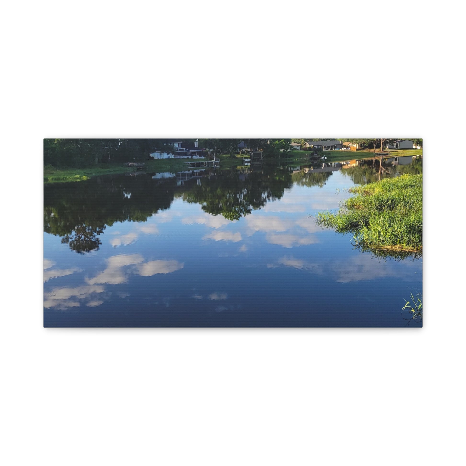 Serene Lake Landscape Reflection - Stretched Canvas Artwork
