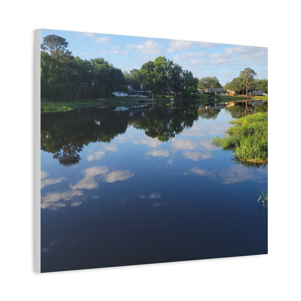Serene Lake Landscape Reflection - Stretched Canvas Artwork
