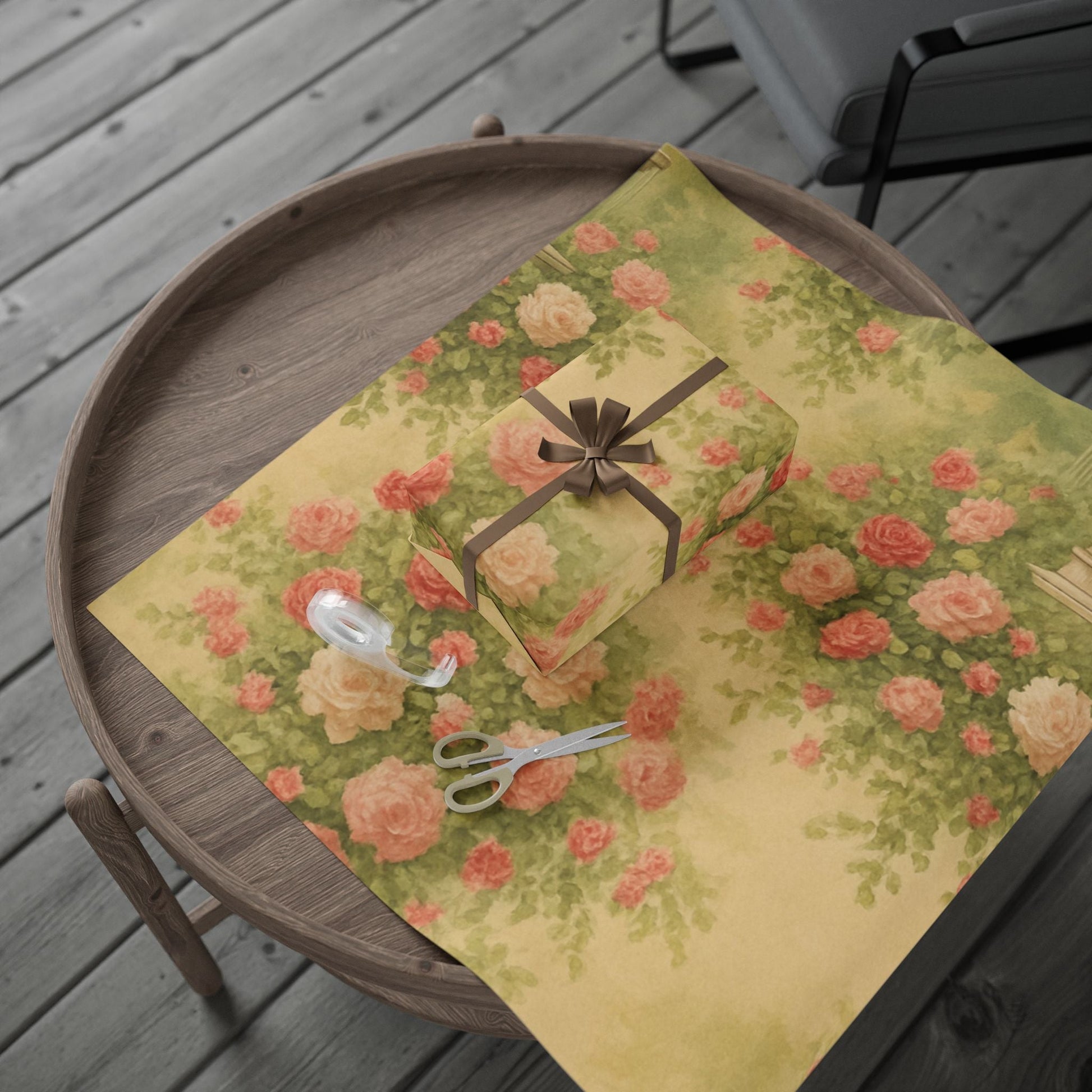 Vintage Floral Wrapping Paper - Elegant Gift Wrap for Weddings & Special Occasions