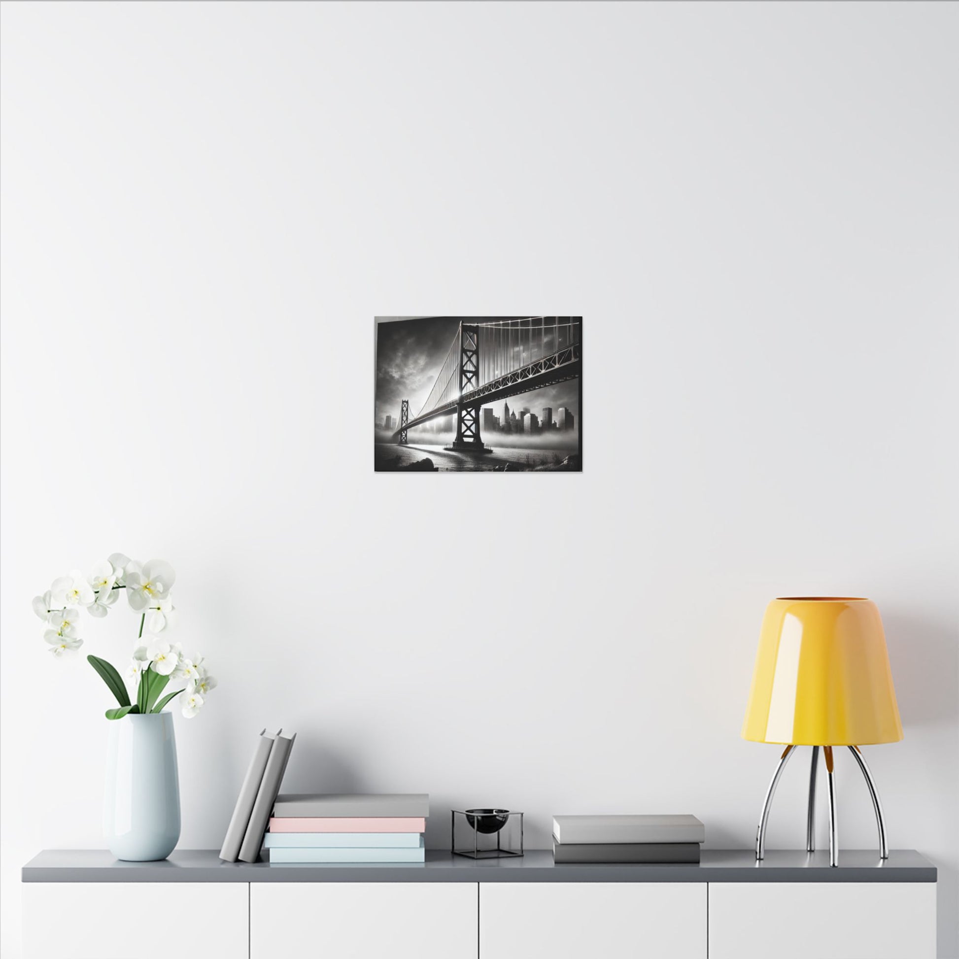 Horizontal Golden Gate Bridge Black & White Wall Art – Dramatic San Francisco Photography Print in Black Frame (2 of 3)