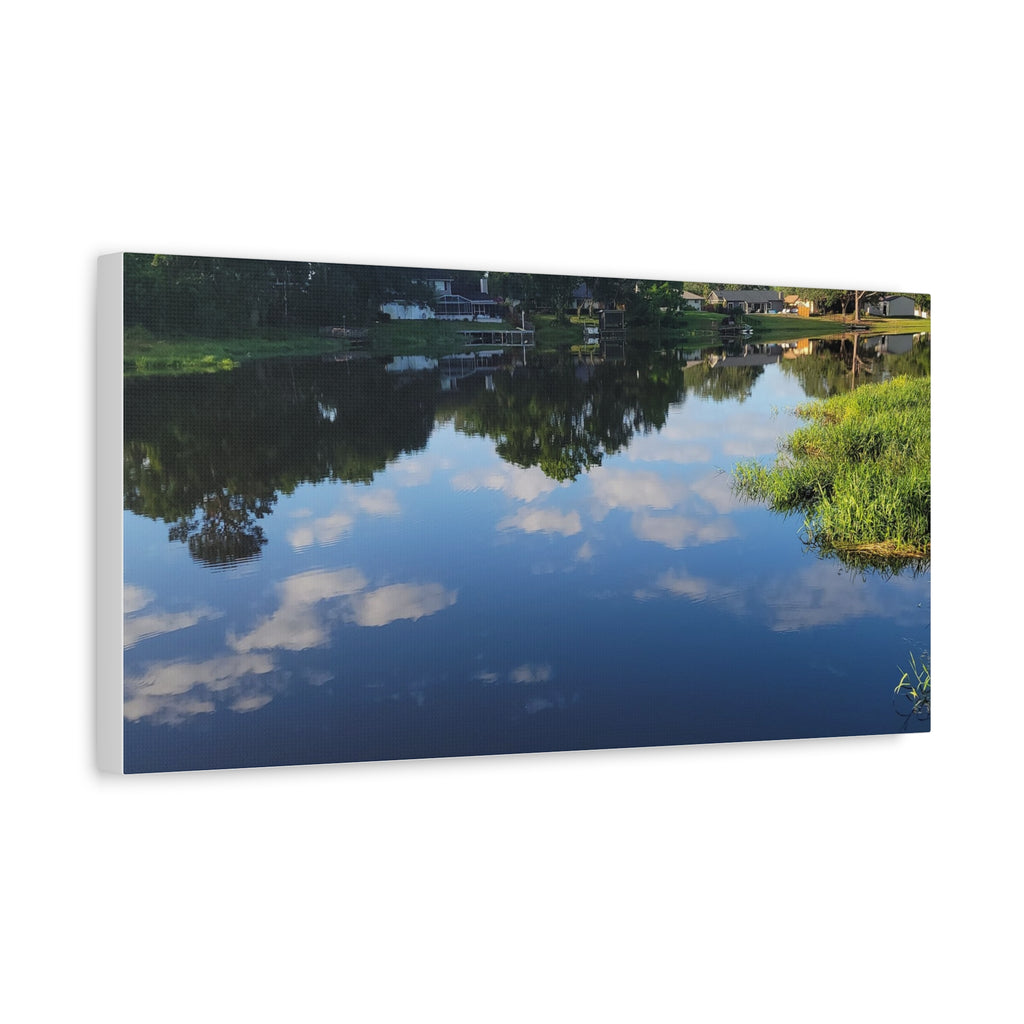 Serene Lake Landscape Reflection - Stretched Canvas Artwork