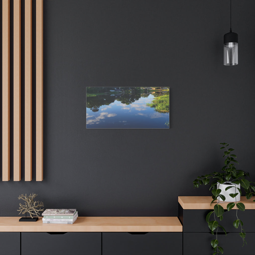 Serene Lake Landscape Reflection - Stretched Canvas Artwork