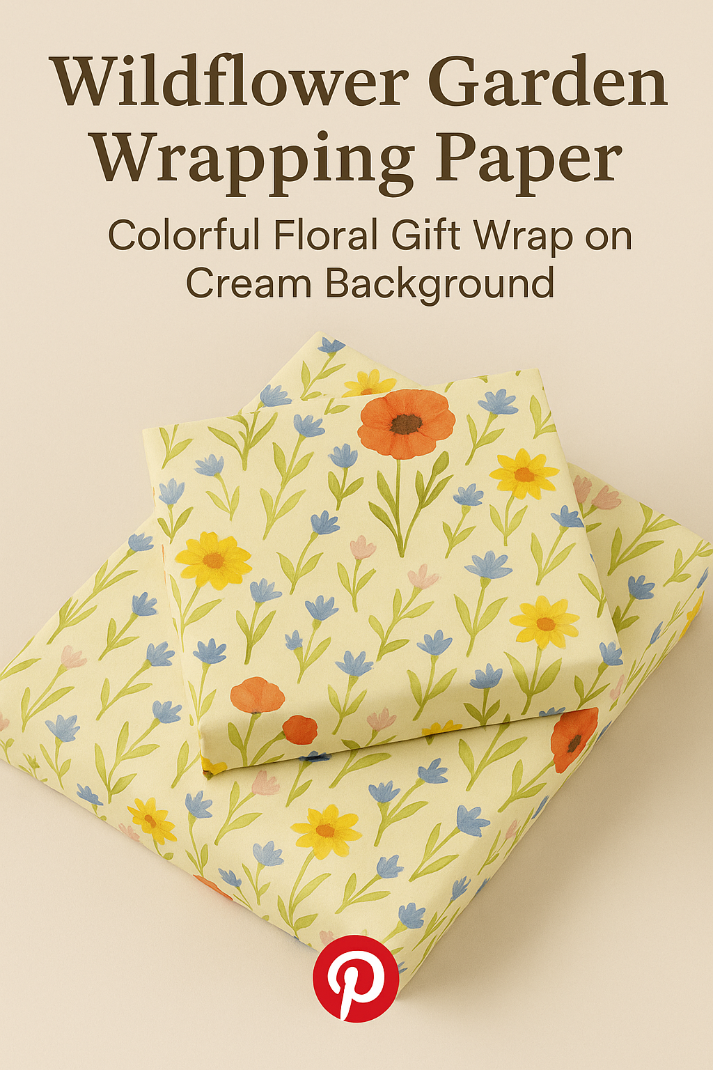 Wildflower Garden Wrapping Paper – Colorful Floral Gift Wrap on Cream Background