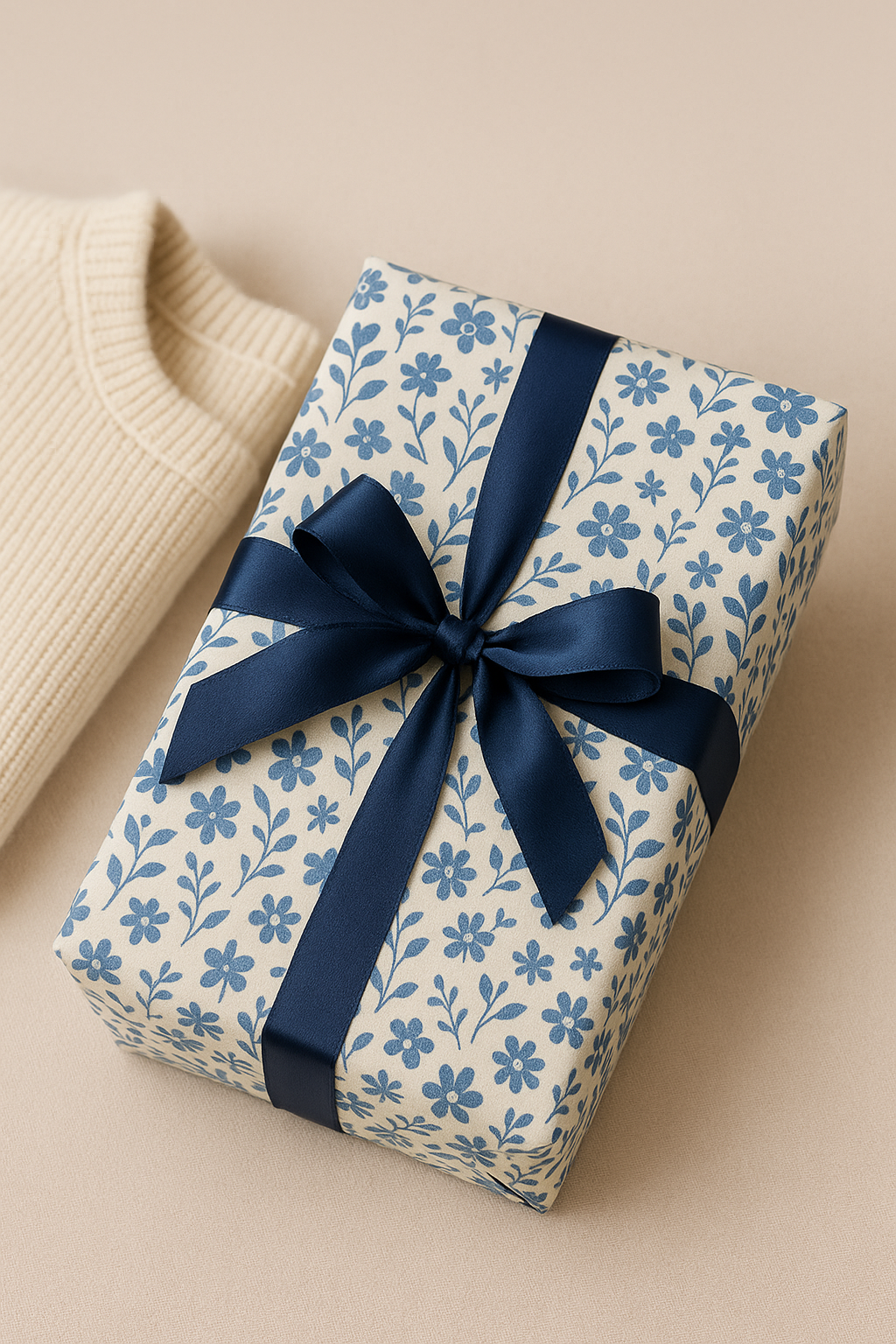 Blue Floral Style Wrapping Paper