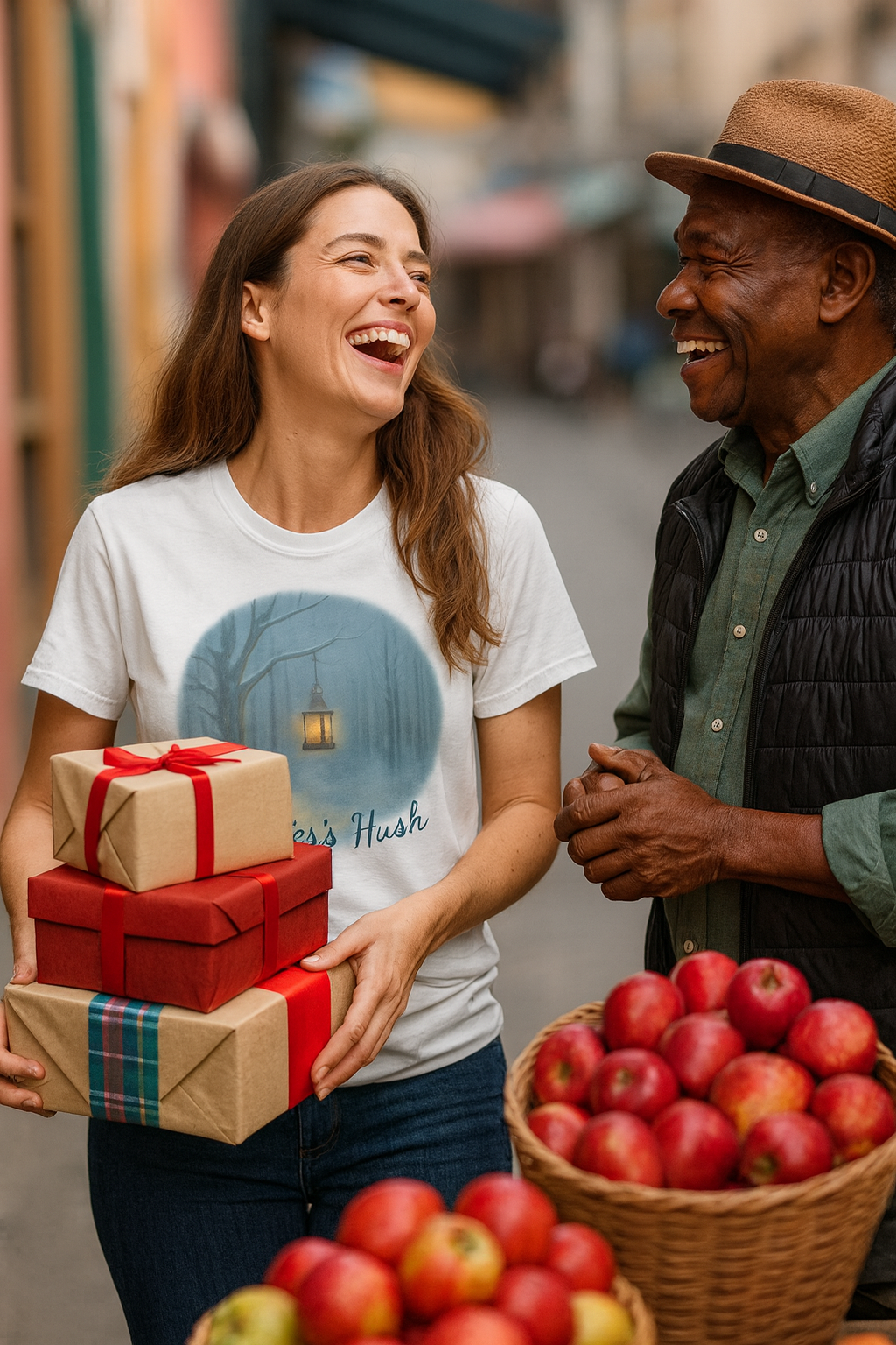Winter’s Hush Lantern Tee – Tranquil Snowy Forest Scene - From the Winter's Hush Collection